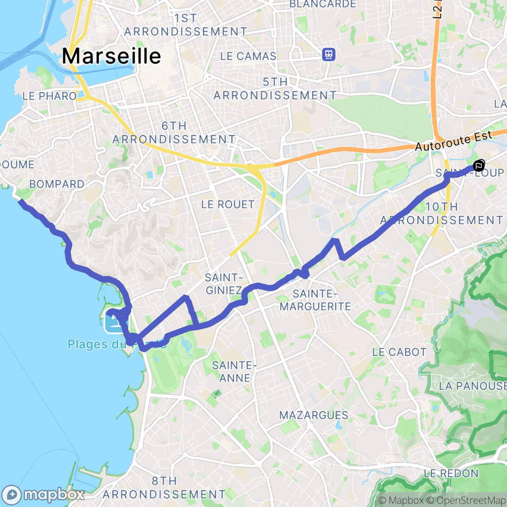 Marseille : carte du parcours de randonnée - France