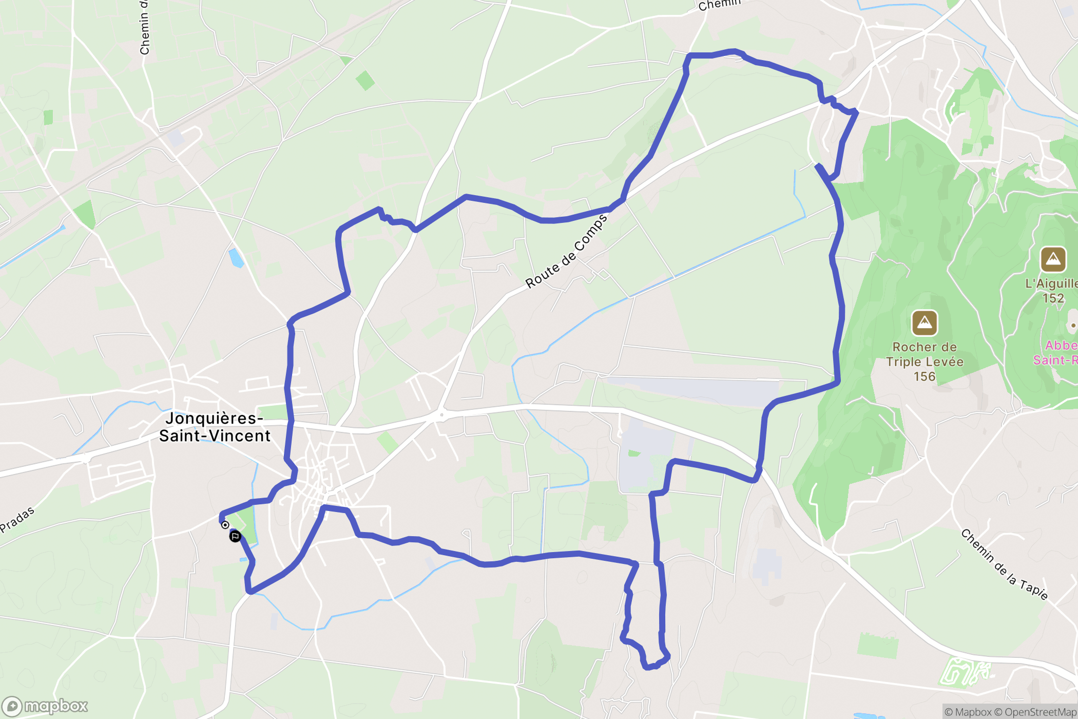 Jonquières-Saint-Vincent : carte du parcours de randonnée - France
