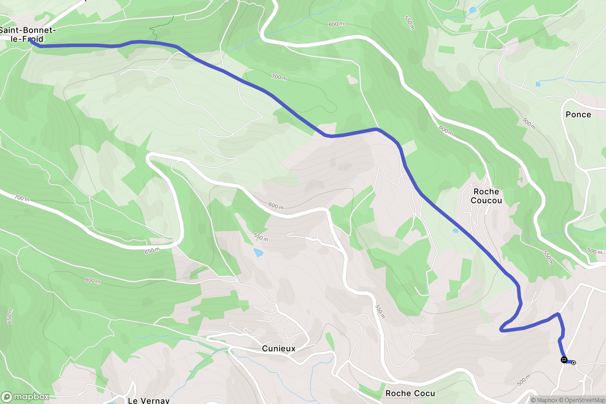 Vaugneray : carte du parcours de randonnée - France