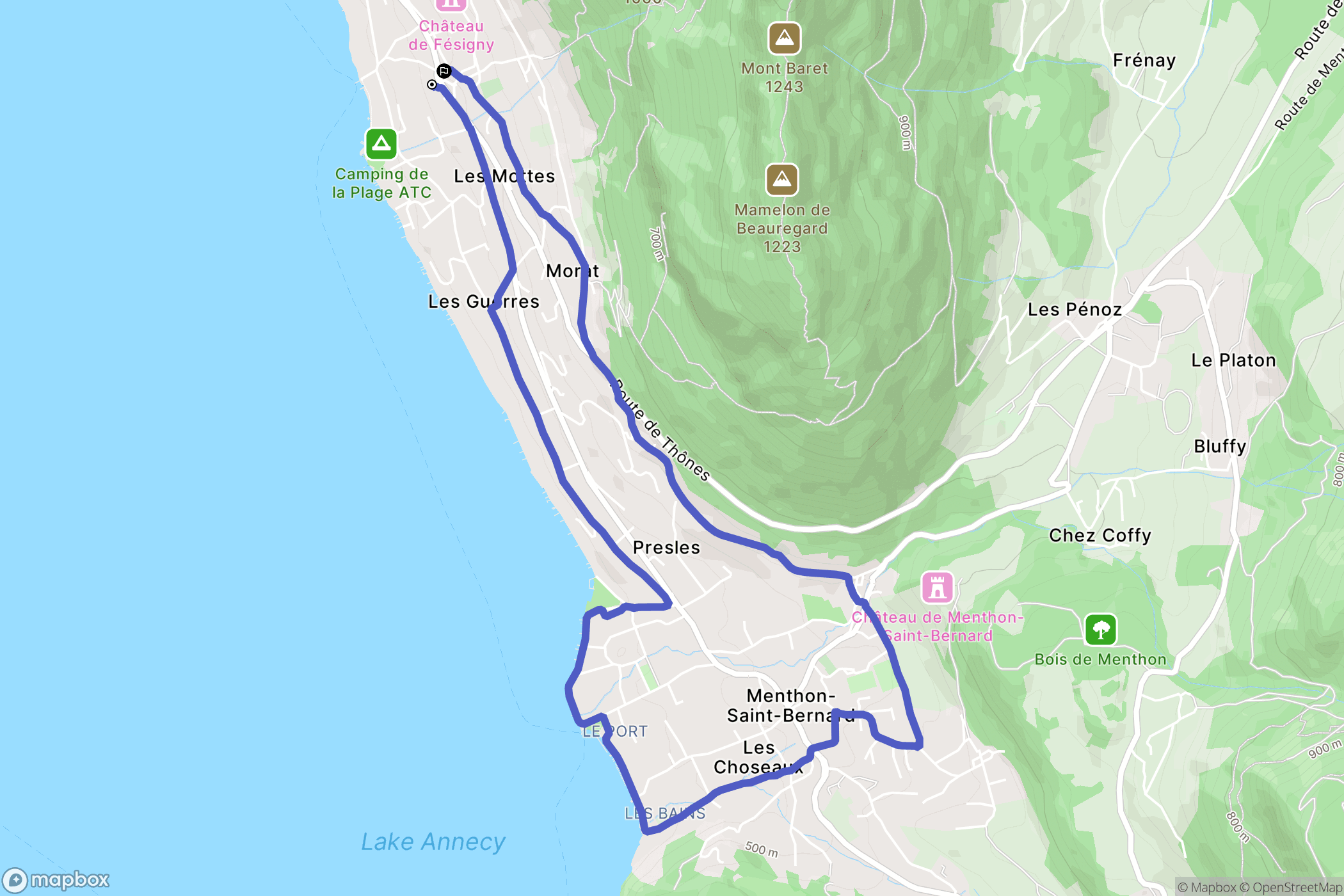 Veyrier-du-Lac : carte du parcours de randonnée - France