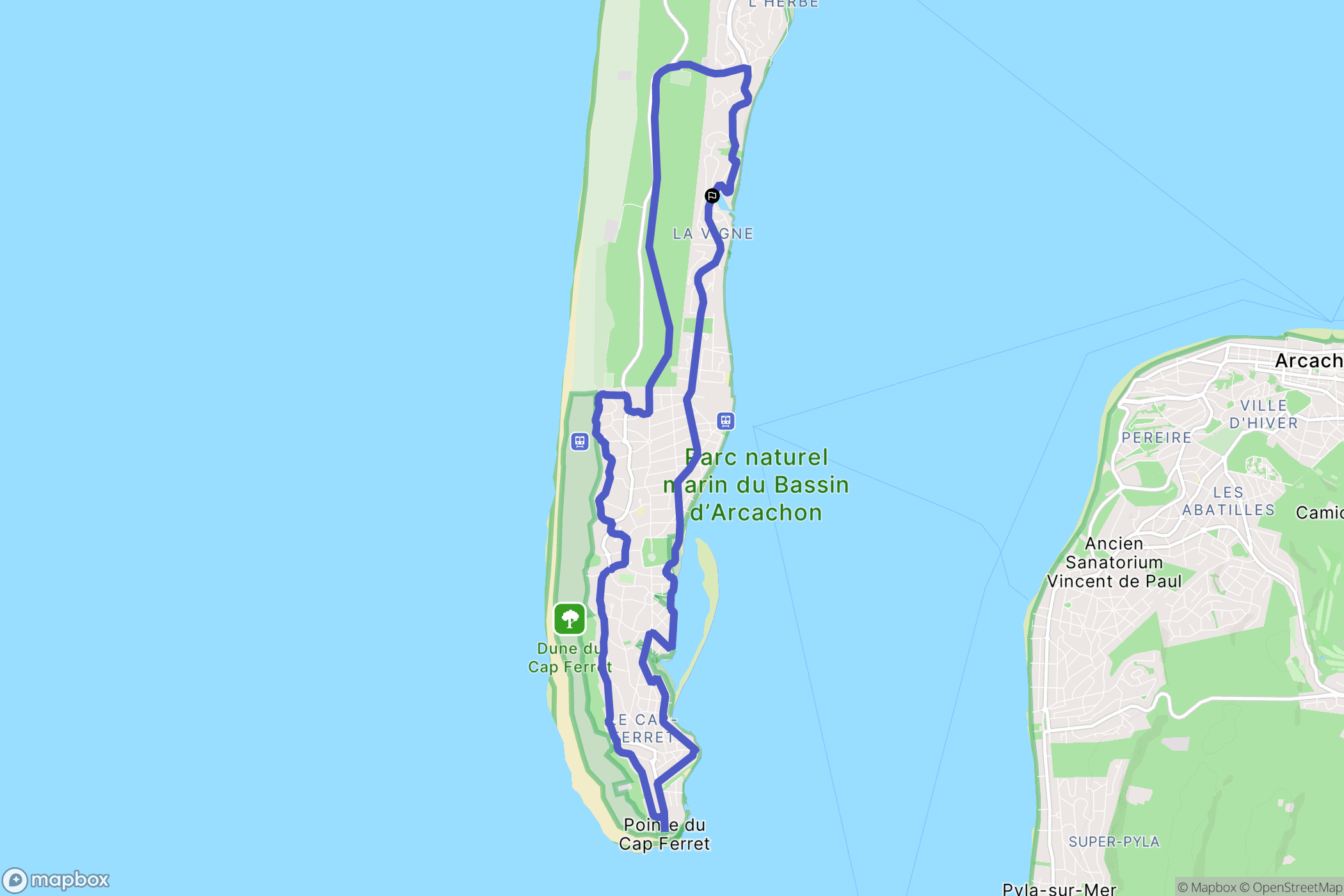 Lège-Cap-Ferret : carte du parcours de randonnée - France