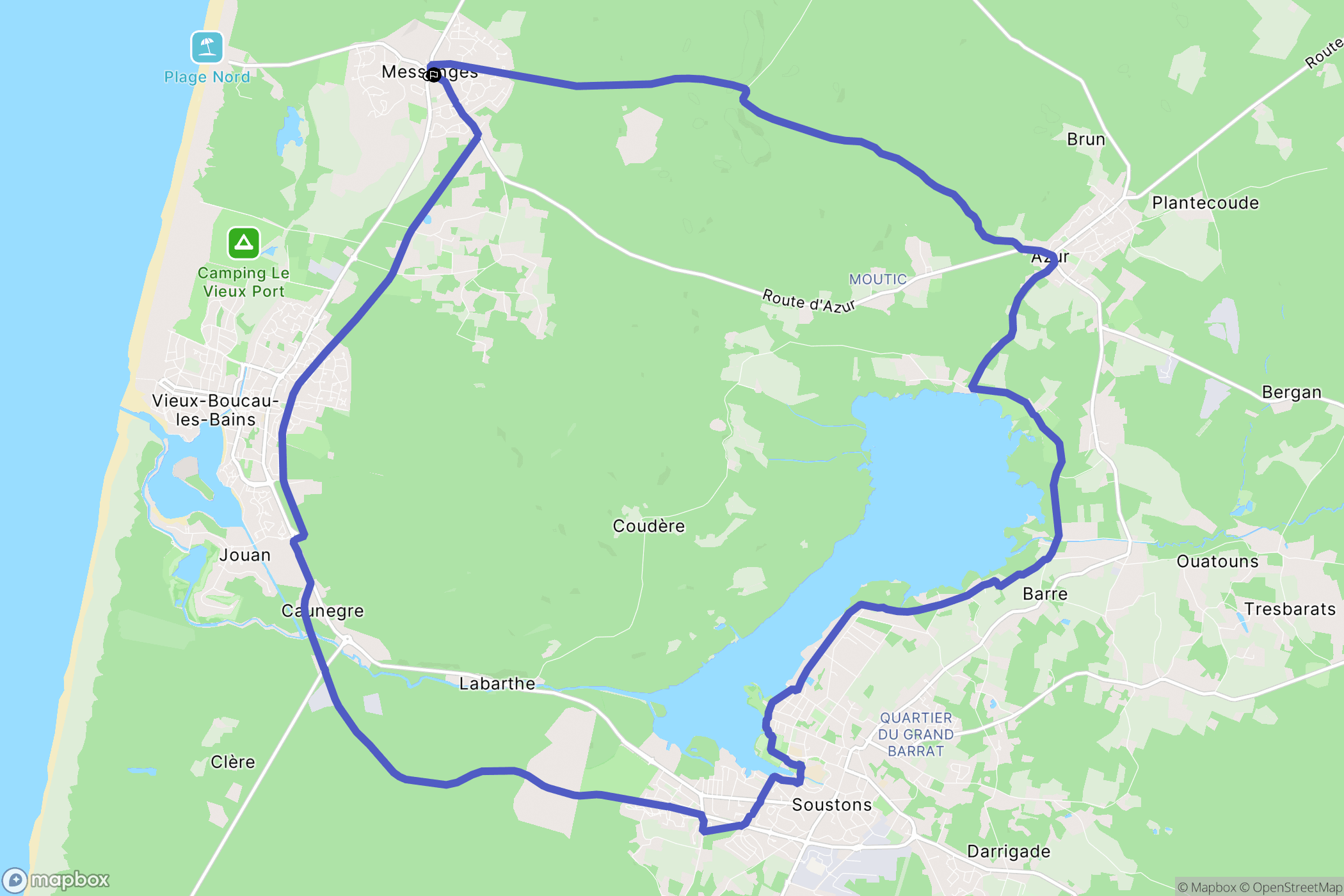 Messanges : carte du parcours de randonnée - France