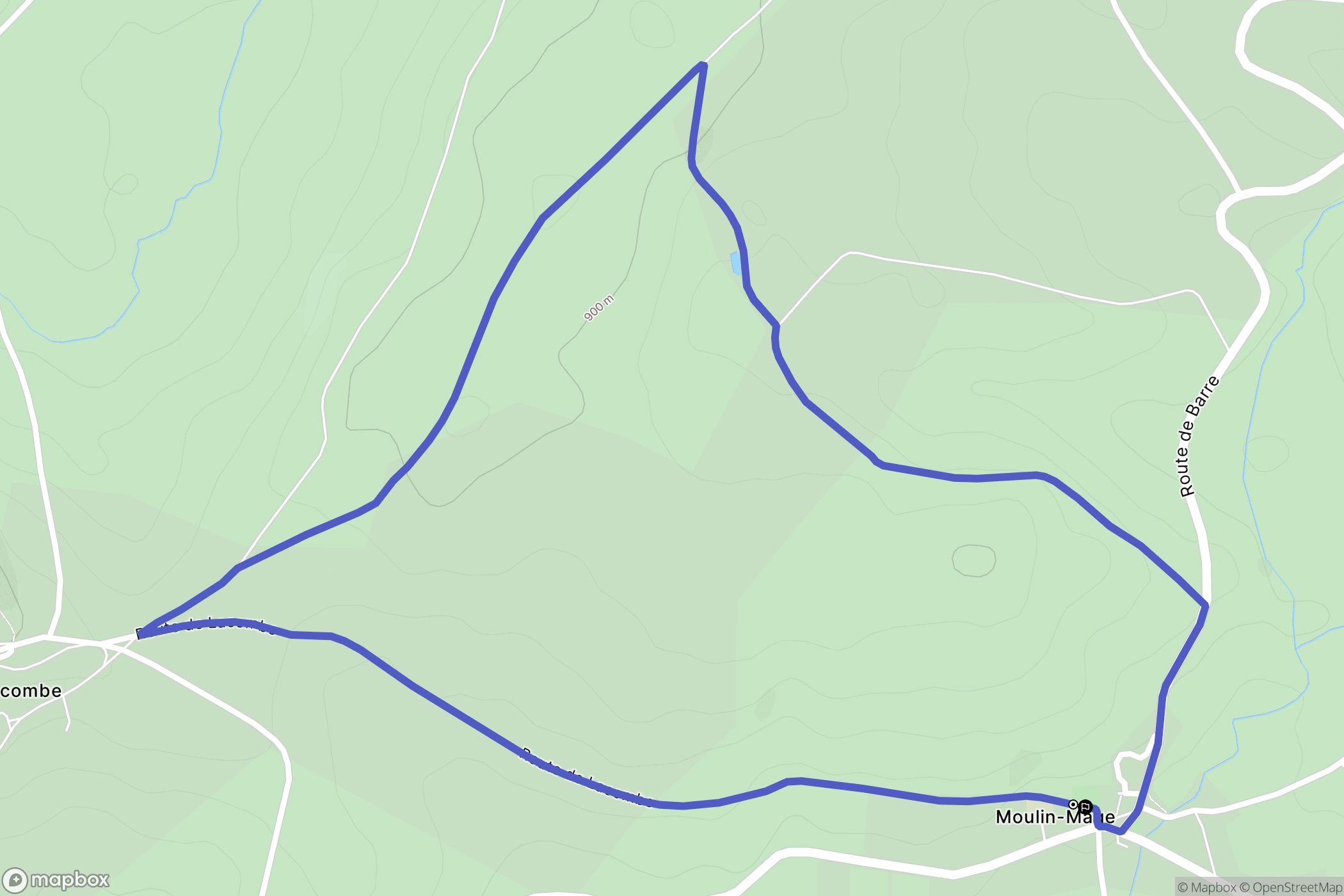 Moulin-Mage : carte du parcours de randonnée - France