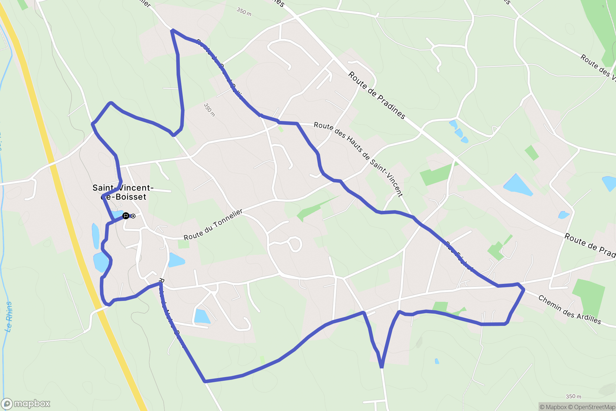 Saint-Vincent-de-Boisset : carte du parcours de randonnée - France