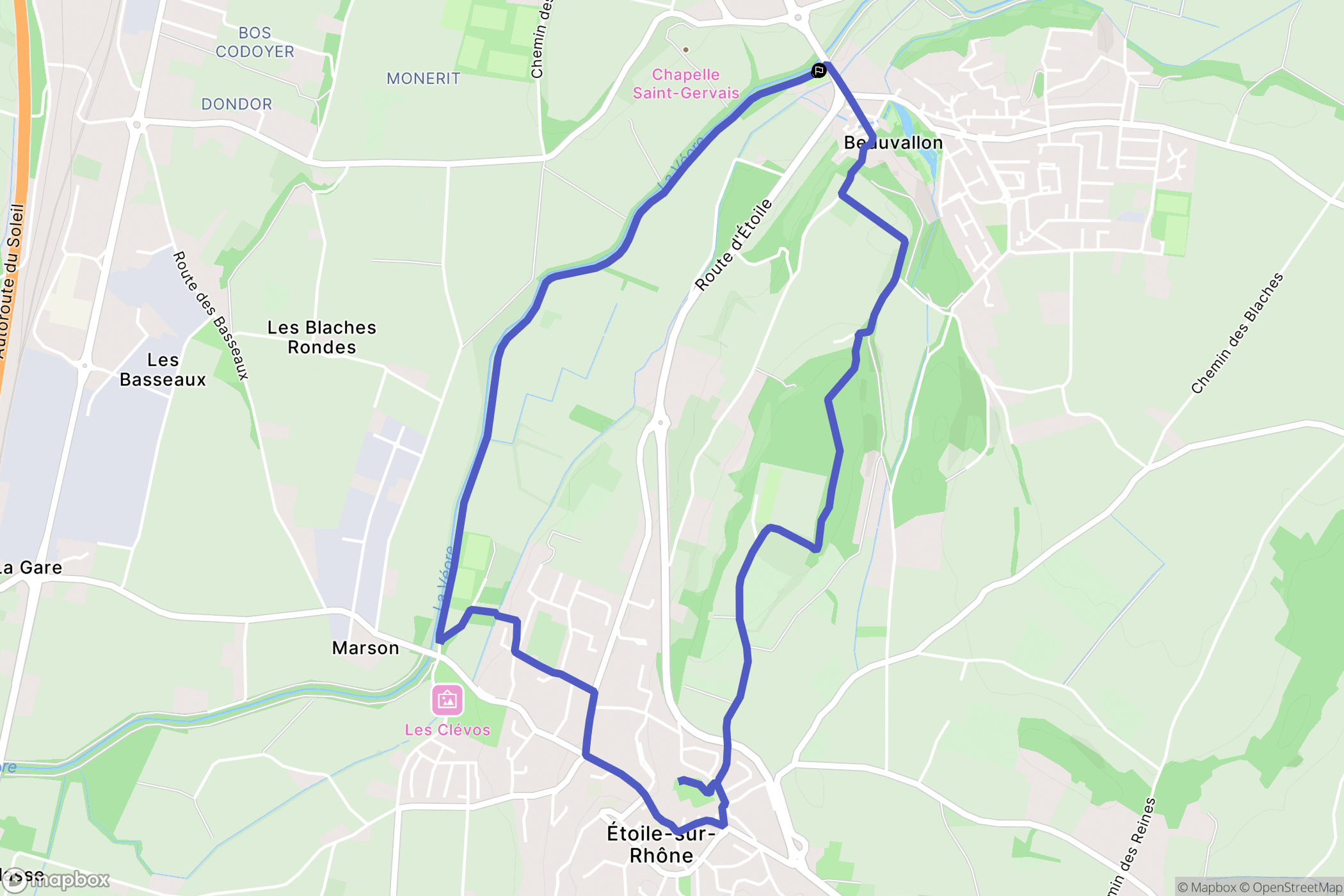 Beauvallon : carte du parcours de randonnée - France
