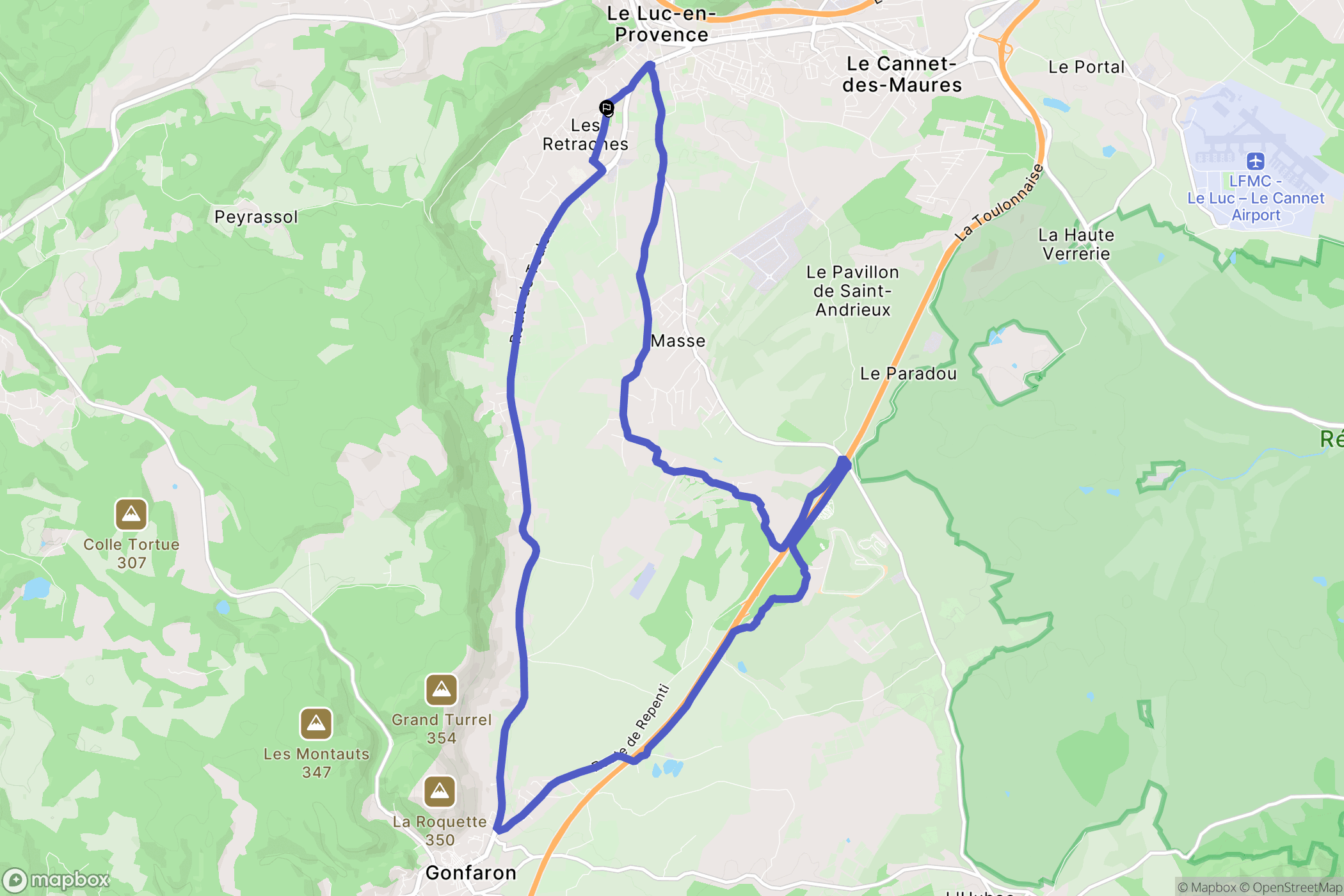 Le Luc : carte du parcours de randonnée - France