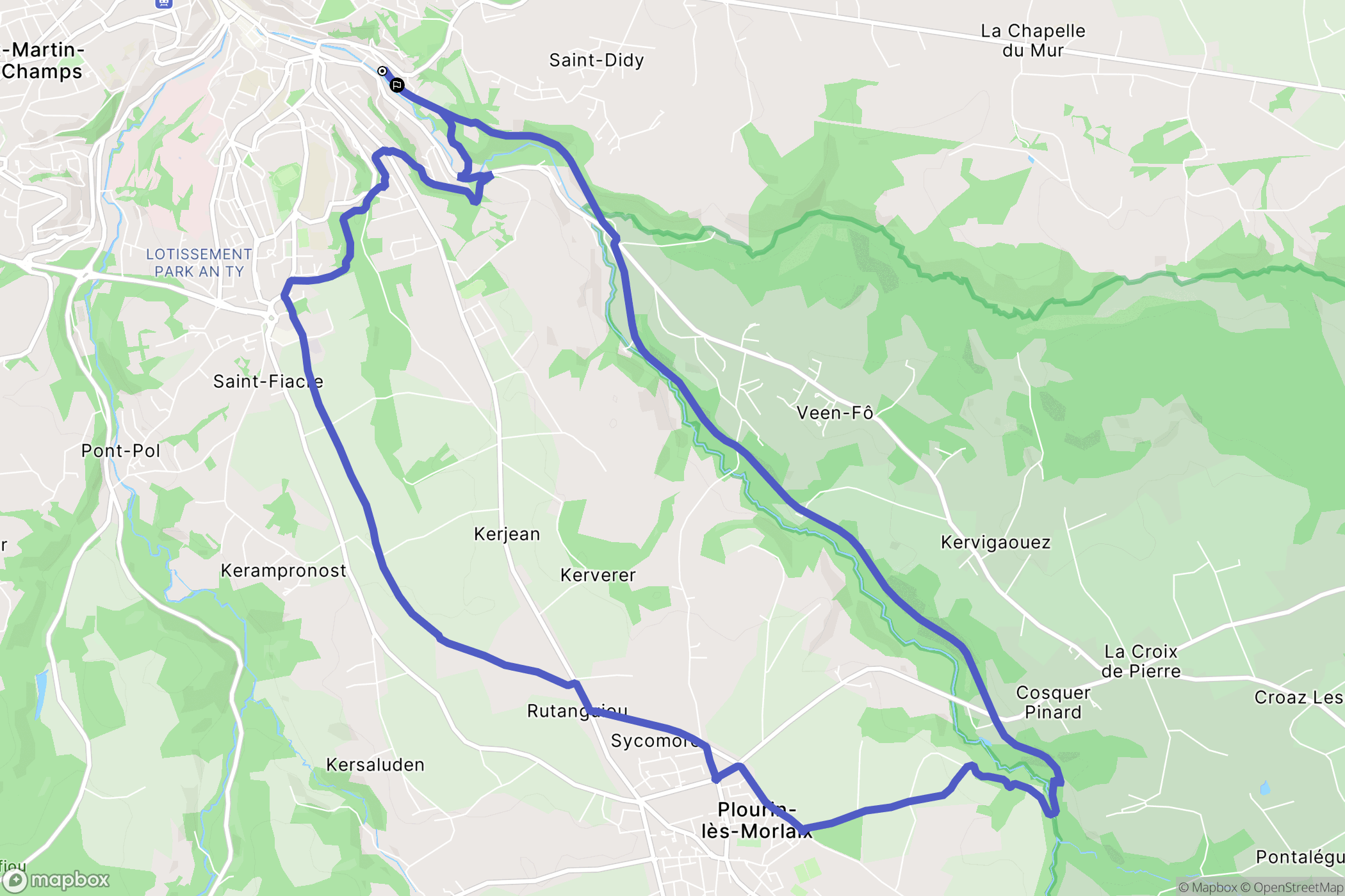 Morlaix : carte du parcours de randonnée - France