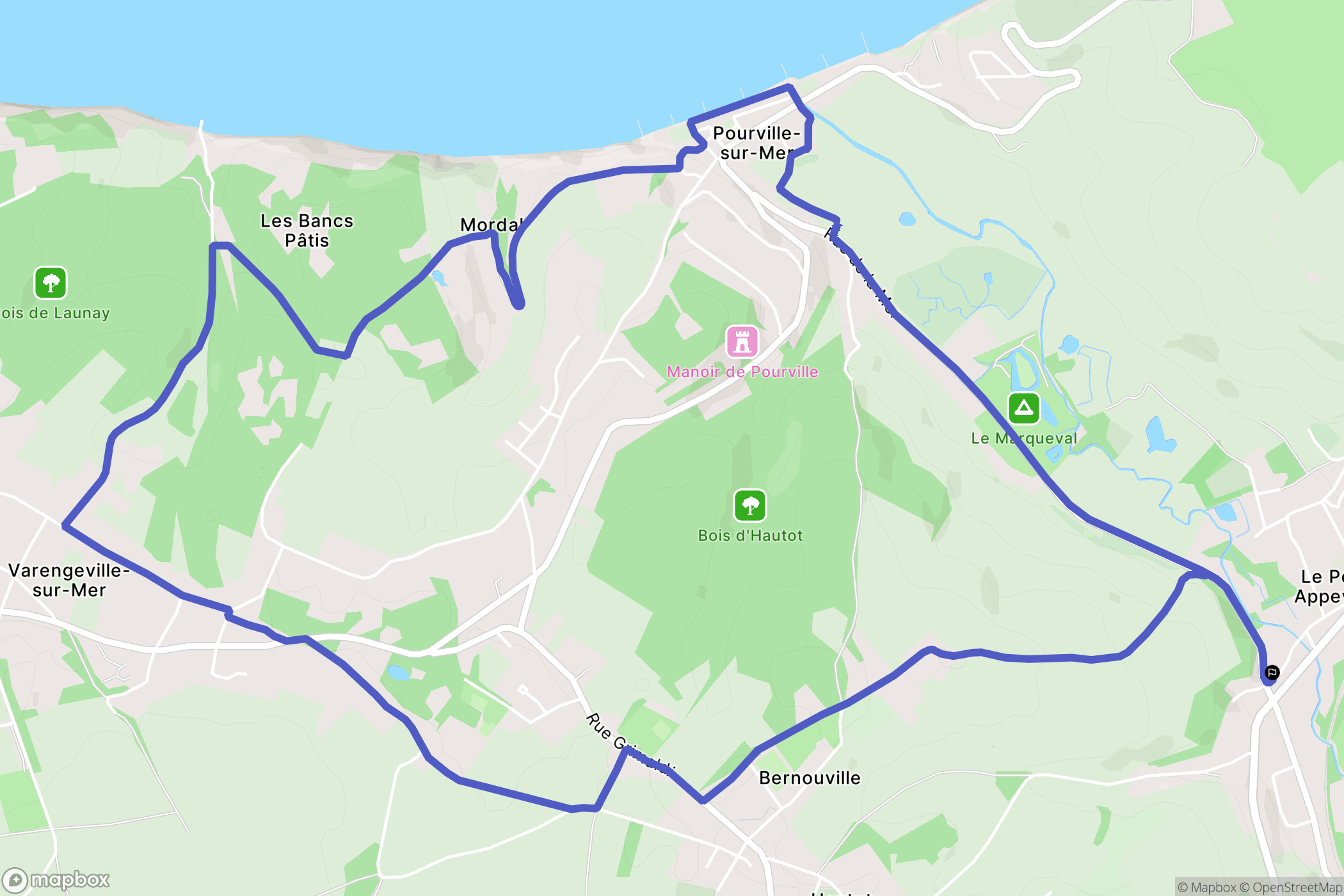 Hautot-sur-Mer : carte du parcours de randonnée - France