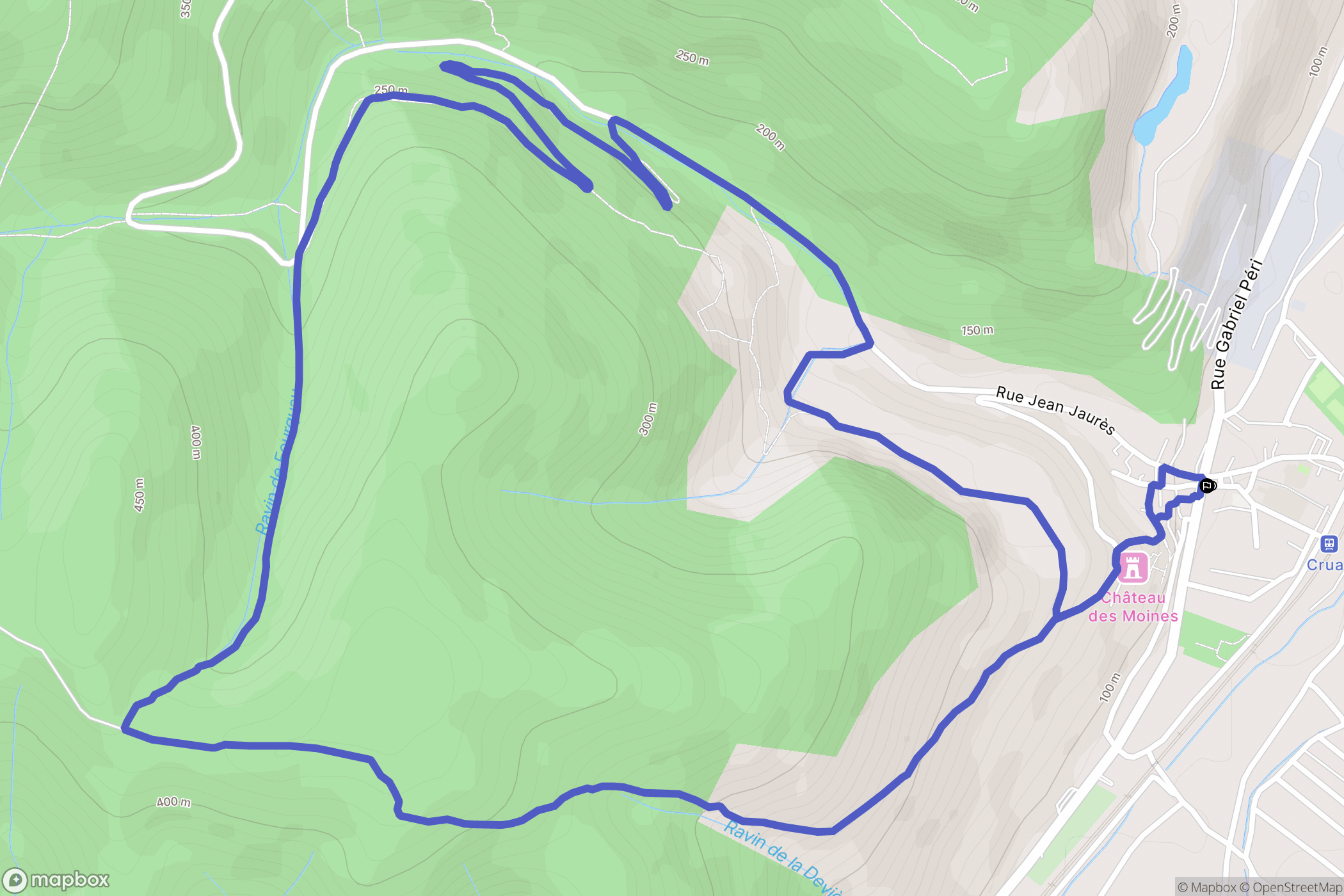 Cruas : carte du parcours de randonnée - France