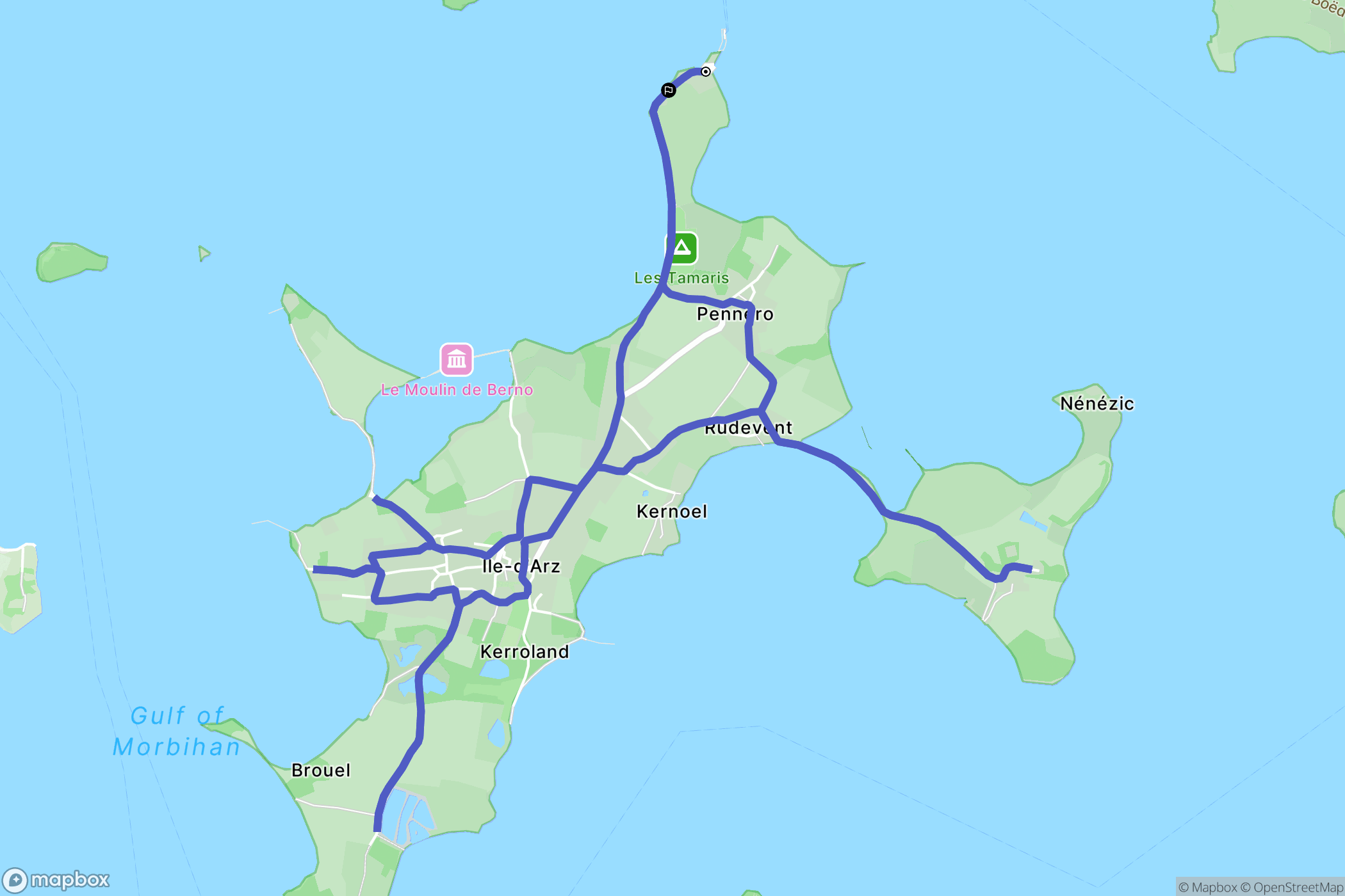 Île-d'Arz : carte du parcours de randonnée - France