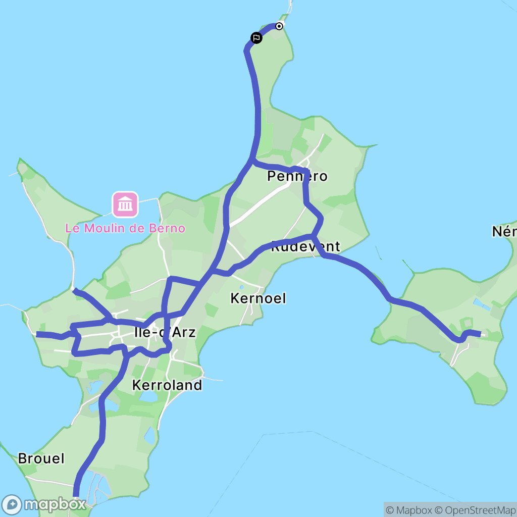 Île-d'Arz : carte du parcours de randonnée - France
