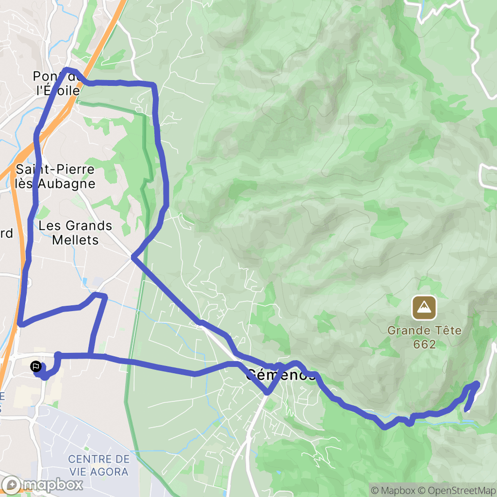 Aubagne : carte du parcours de randonnée - France