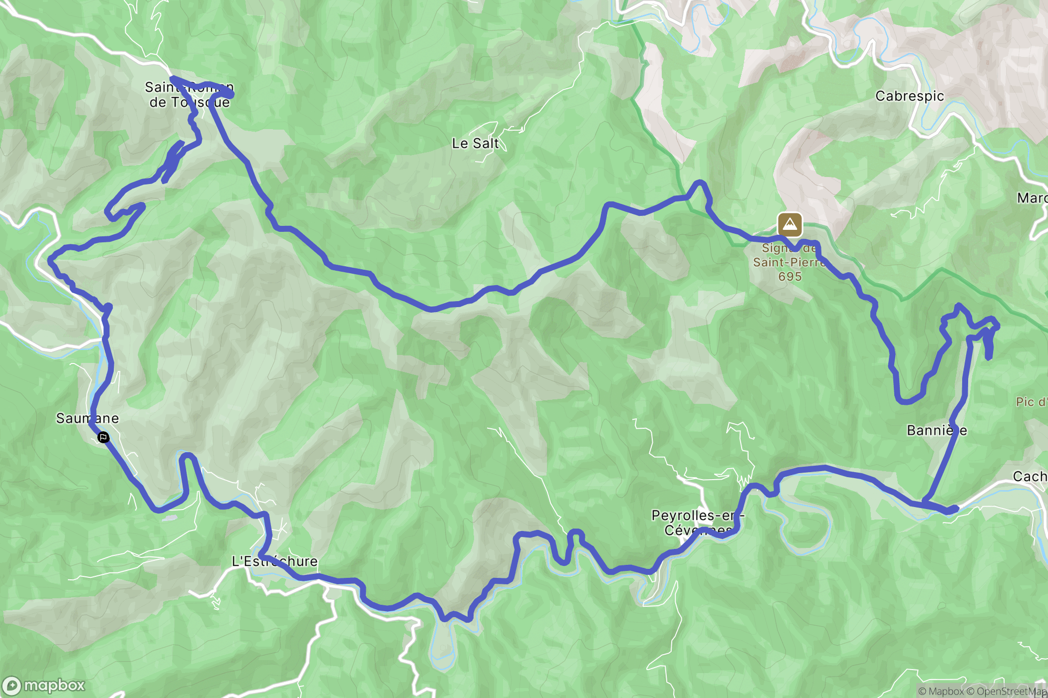 Saumane : carte du parcours de randonnée - France