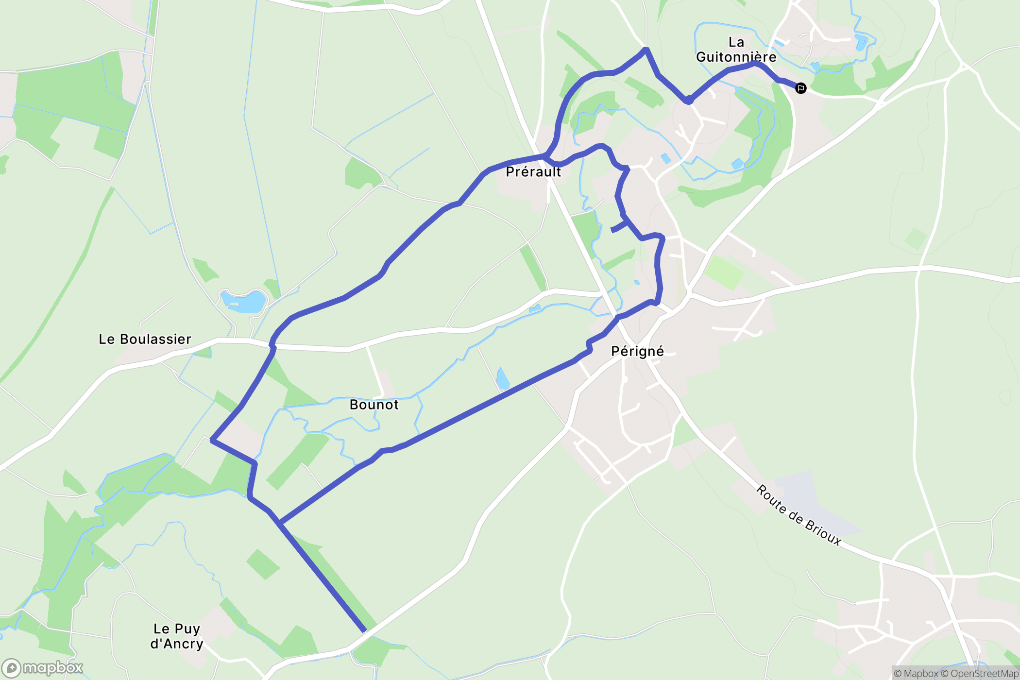 Périgné : carte du parcours de randonnée - France