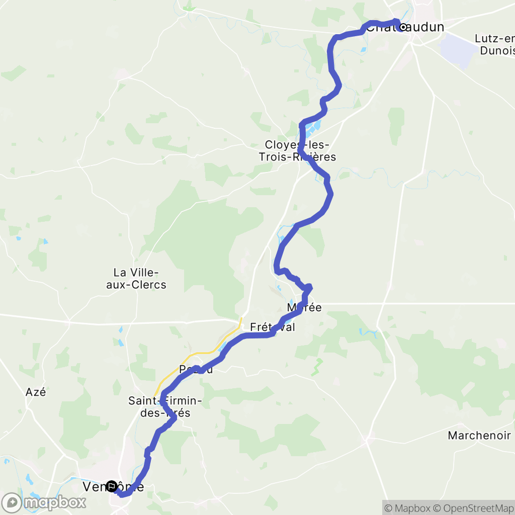 Châteaudun : carte du parcours de randonnée - France