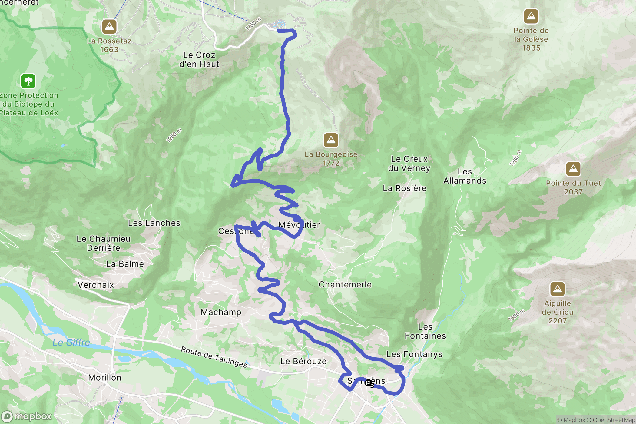 Samoëns : carte du parcours de randonnée - France