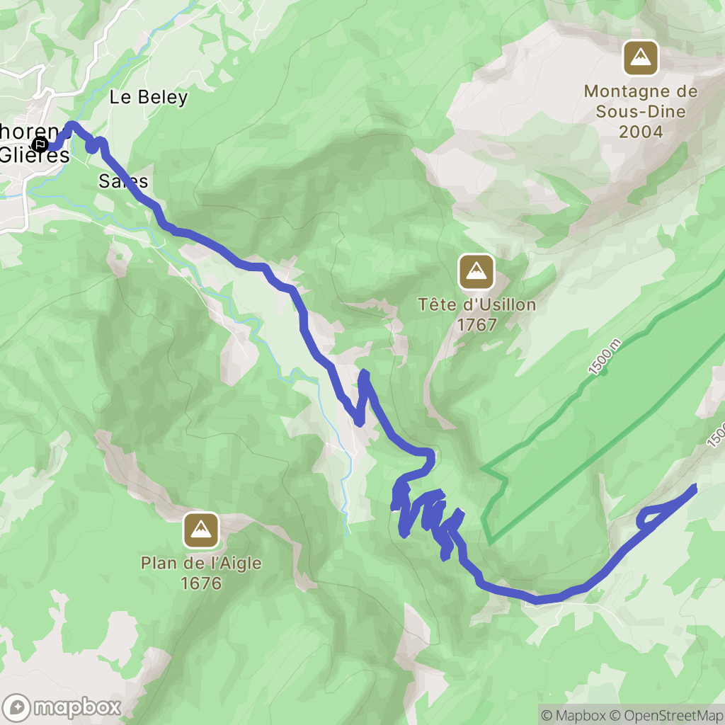 Fillière : carte du parcours de randonnée - France