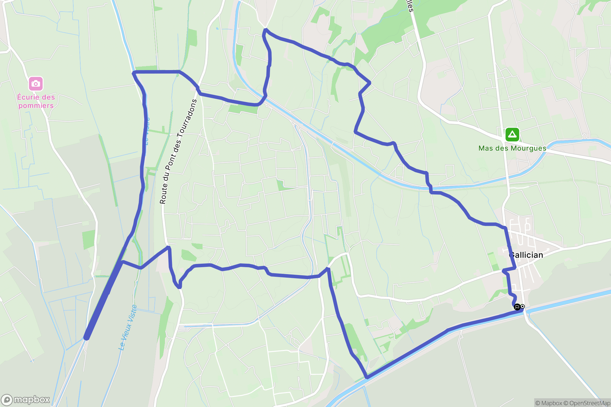 Vauvert : carte du parcours de randonnée - France