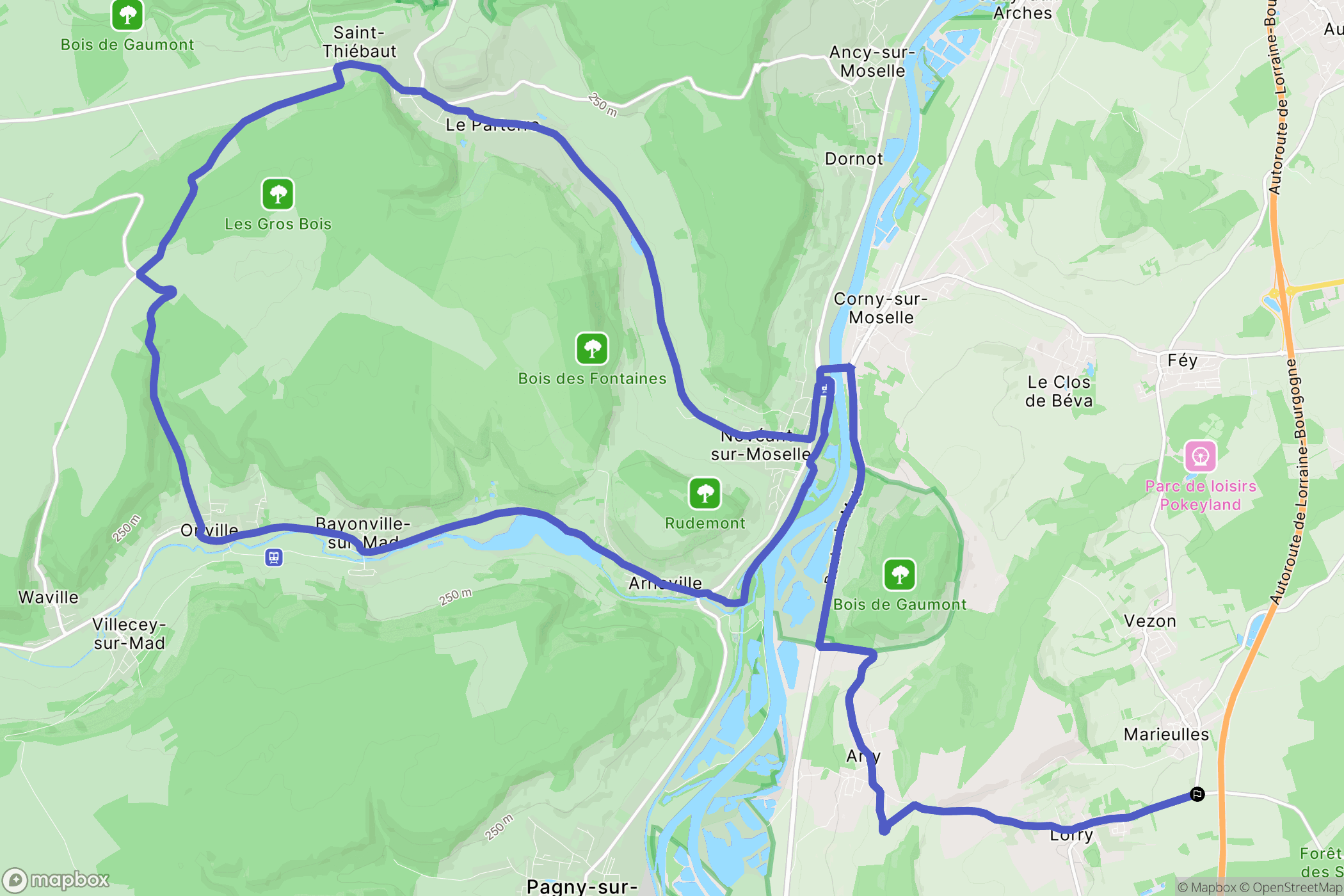 Marieulles : carte du parcours de randonnée - France
