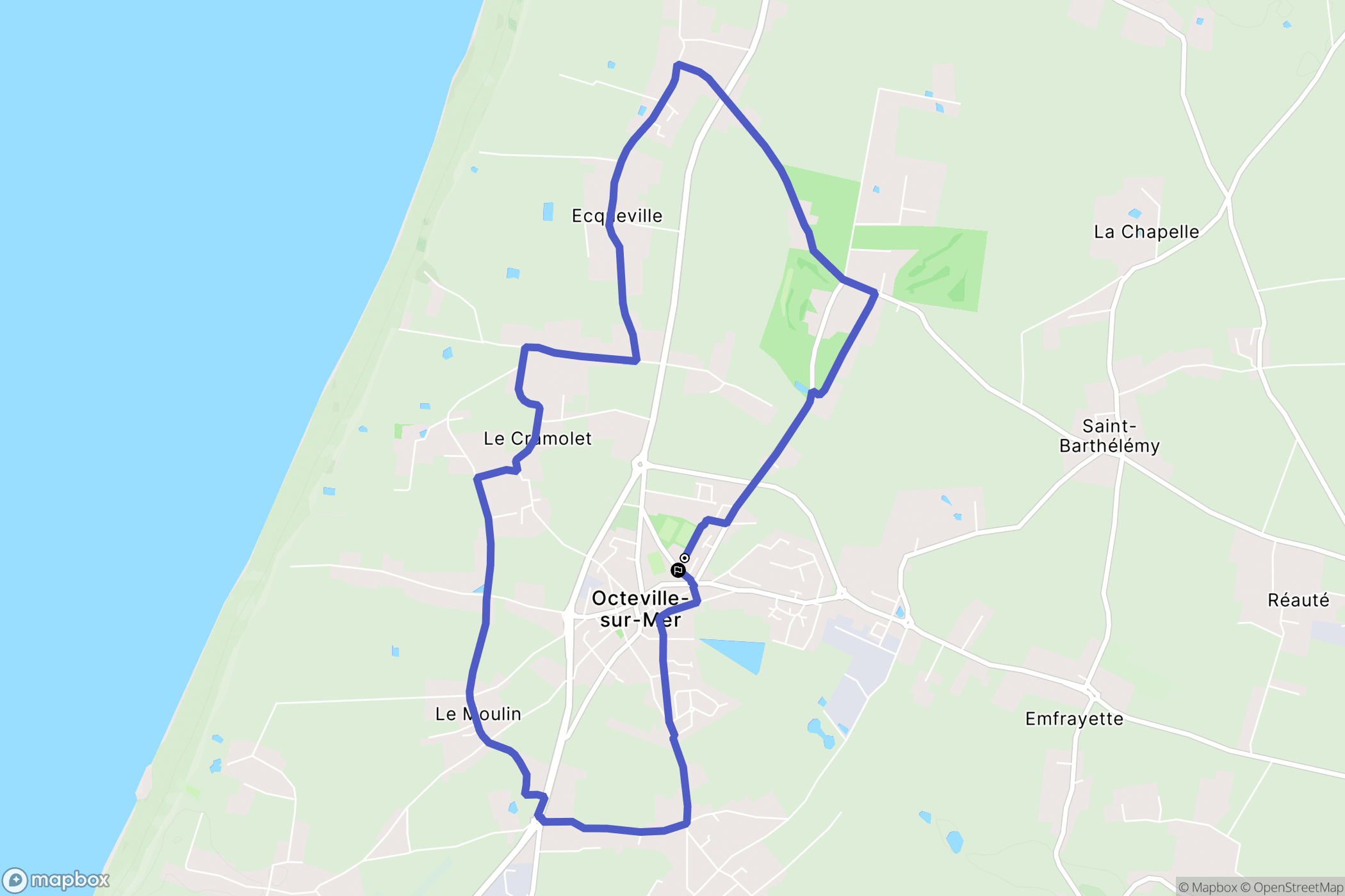 Octeville-sur-Mer : carte du parcours de randonnée - France