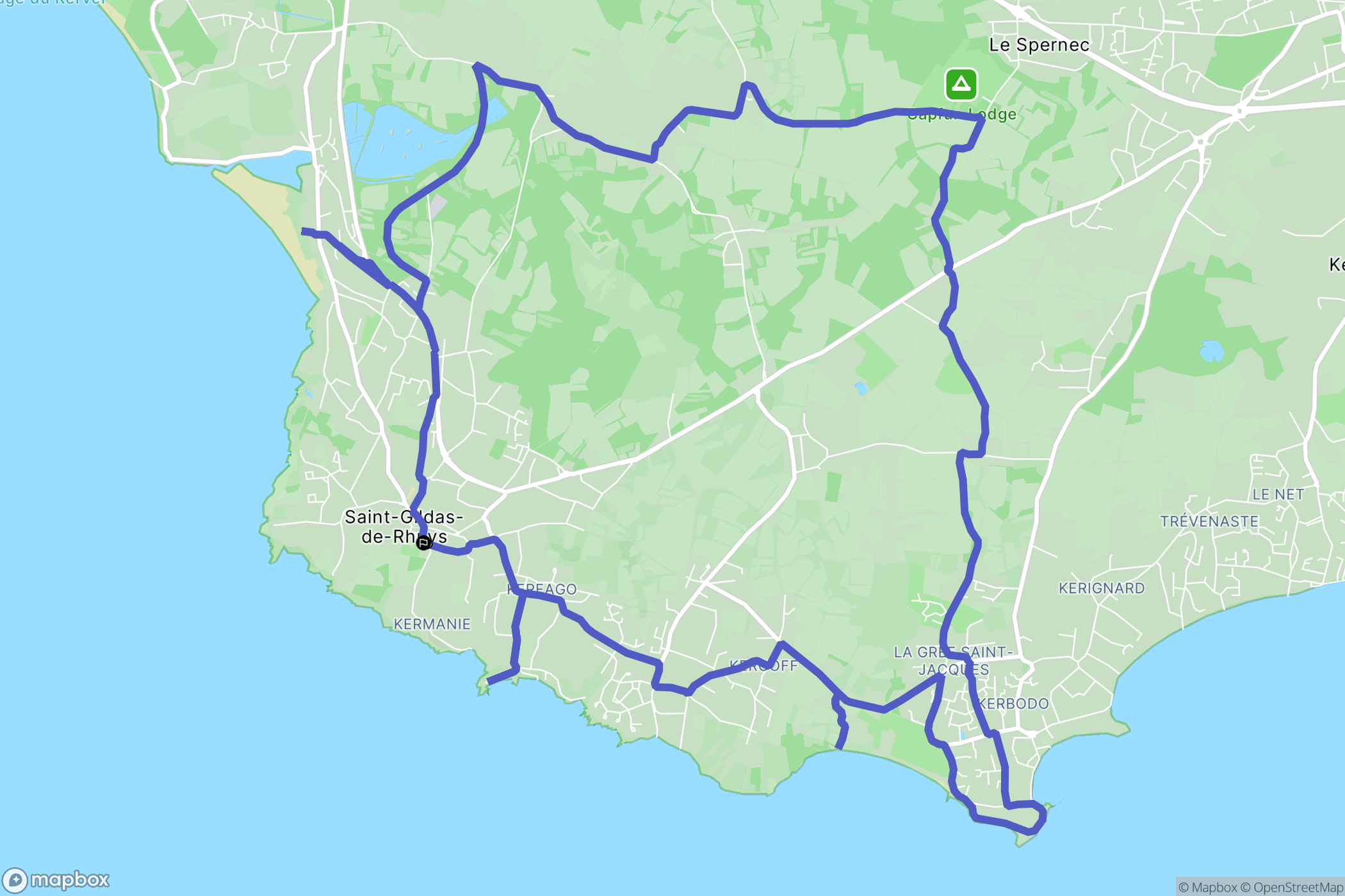 Saint-Gildas-de-Rhuys : carte du parcours de randonnée - France