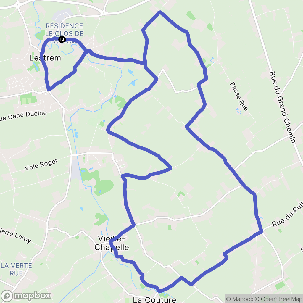 Lestrem : carte du parcours de randonnée - France