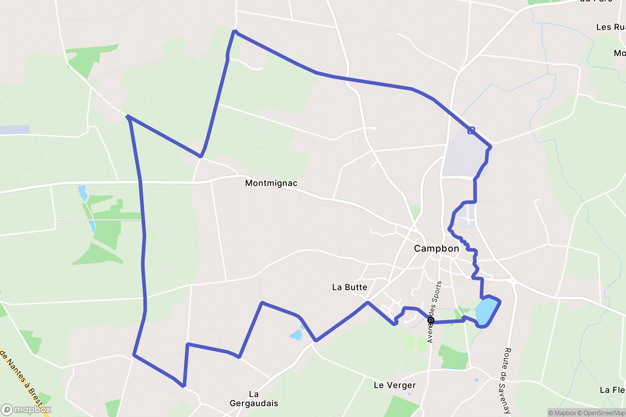 Campbon : carte du parcours de randonnée - France