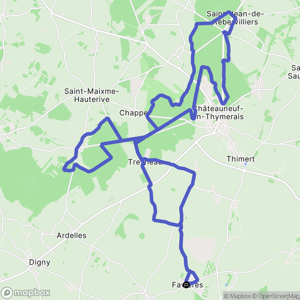 Favières : carte du parcours de randonnée - France