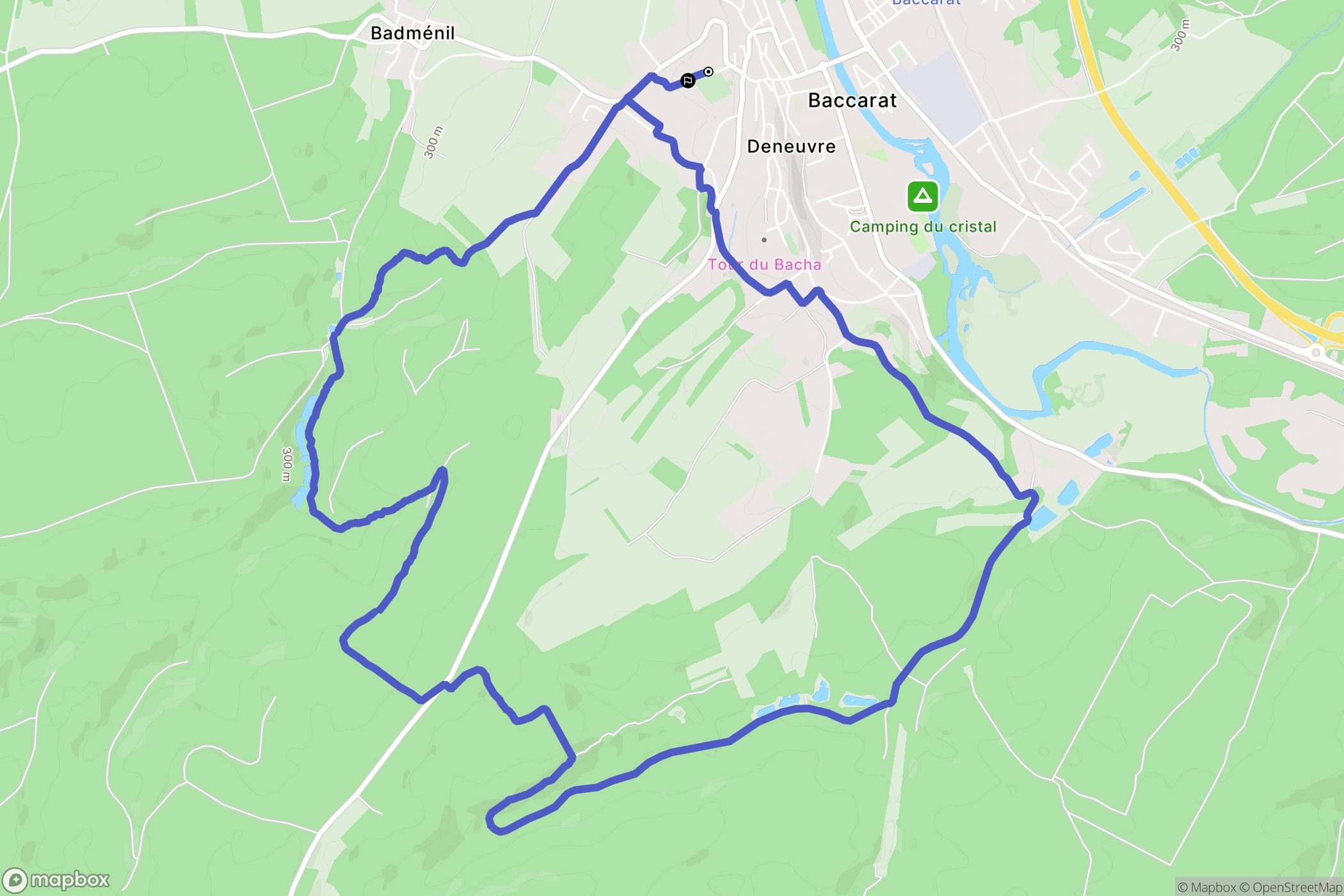 Baccarat : carte du parcours de randonnée - France