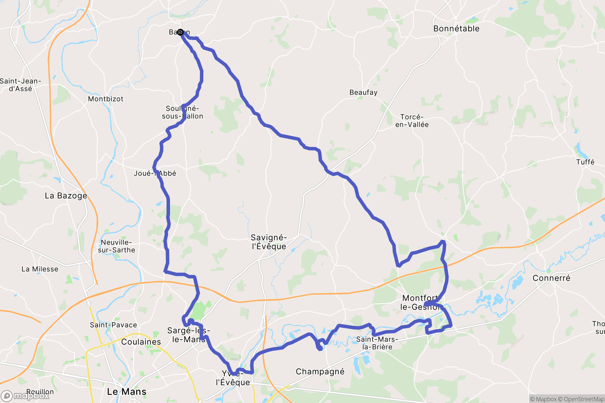 Ballon-Saint-Mars : carte du parcours de randonnée - France