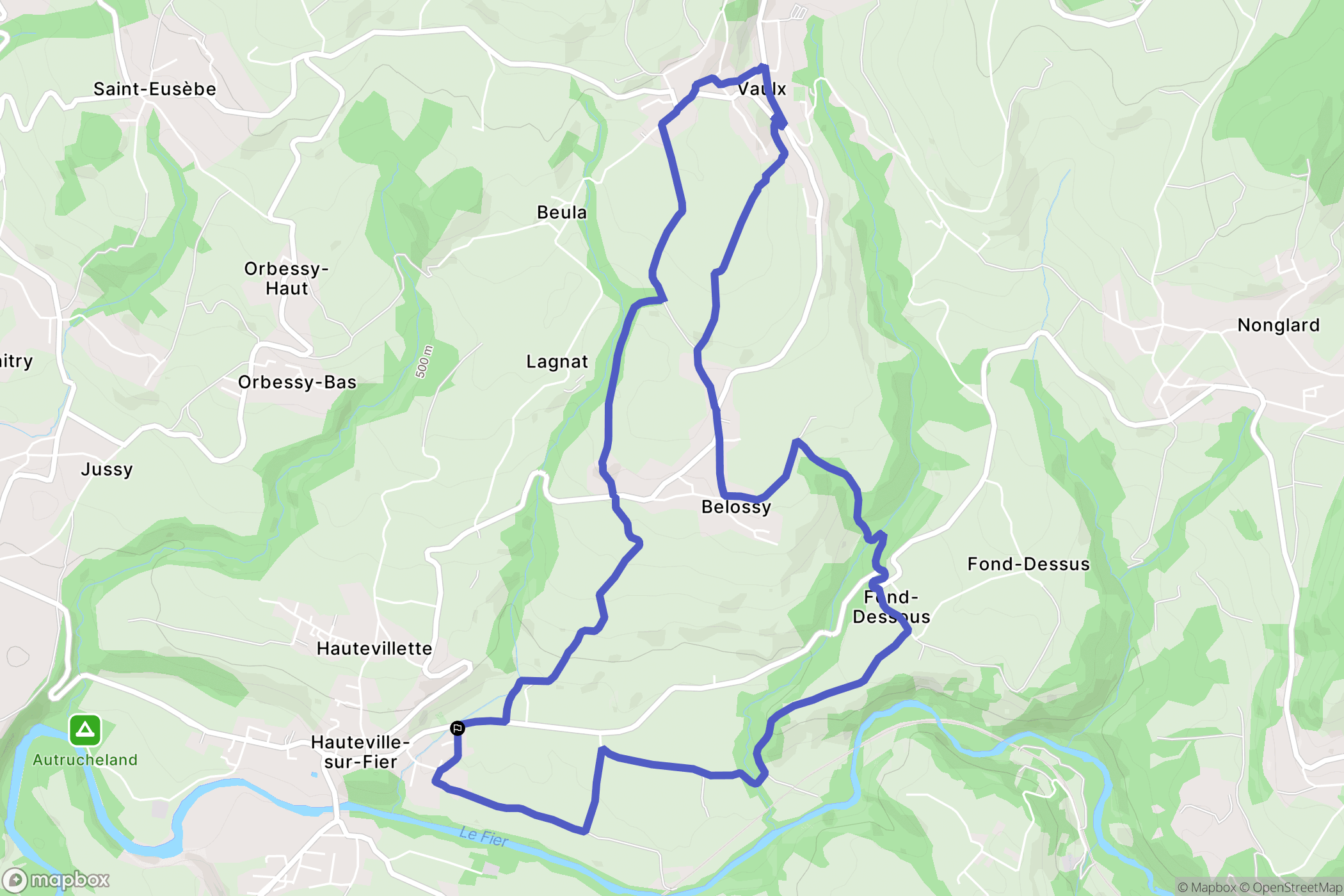 Hauteville-sur-Fier : carte du parcours de randonnée - France