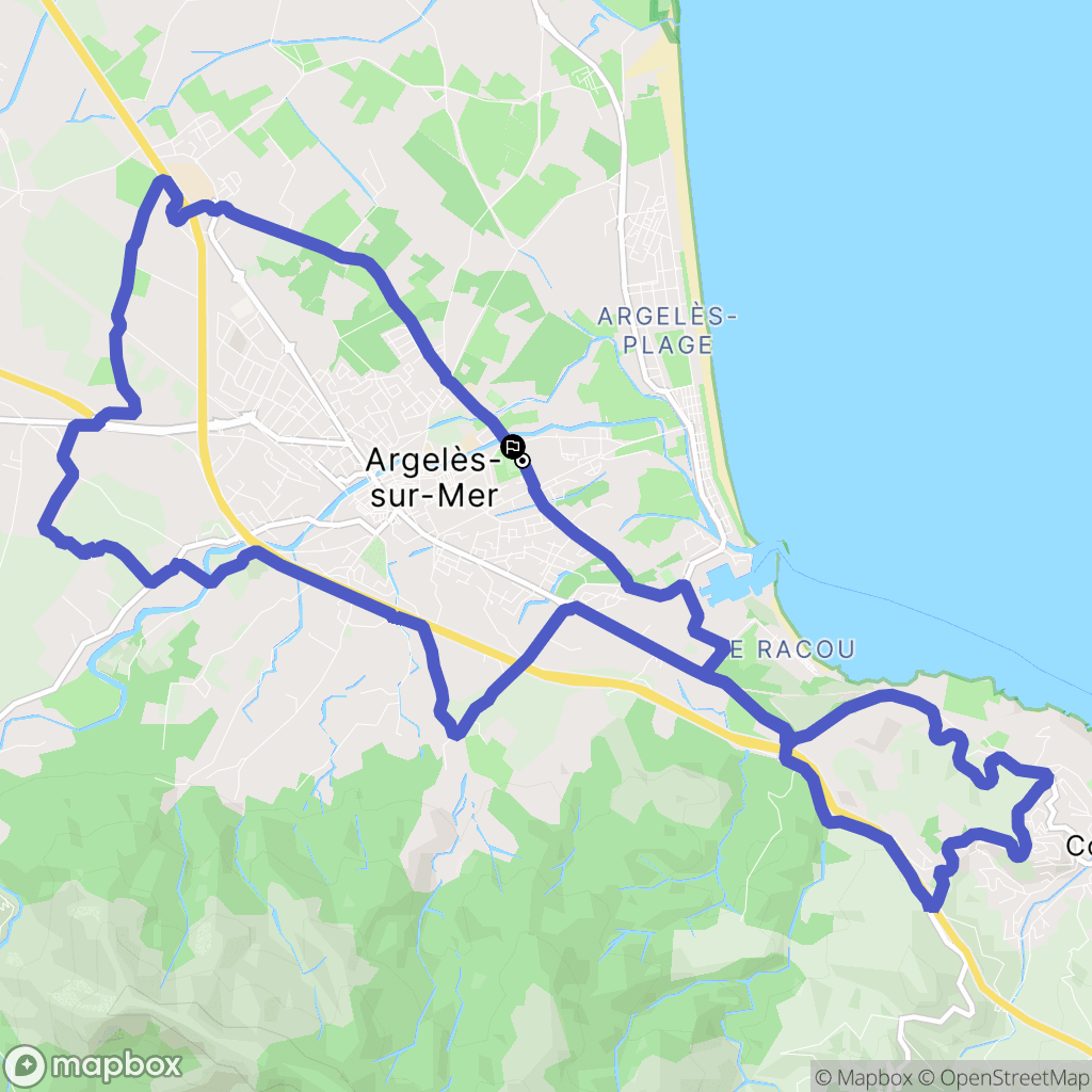 Argelès-sur-Mer : carte du parcours de randonnée - France