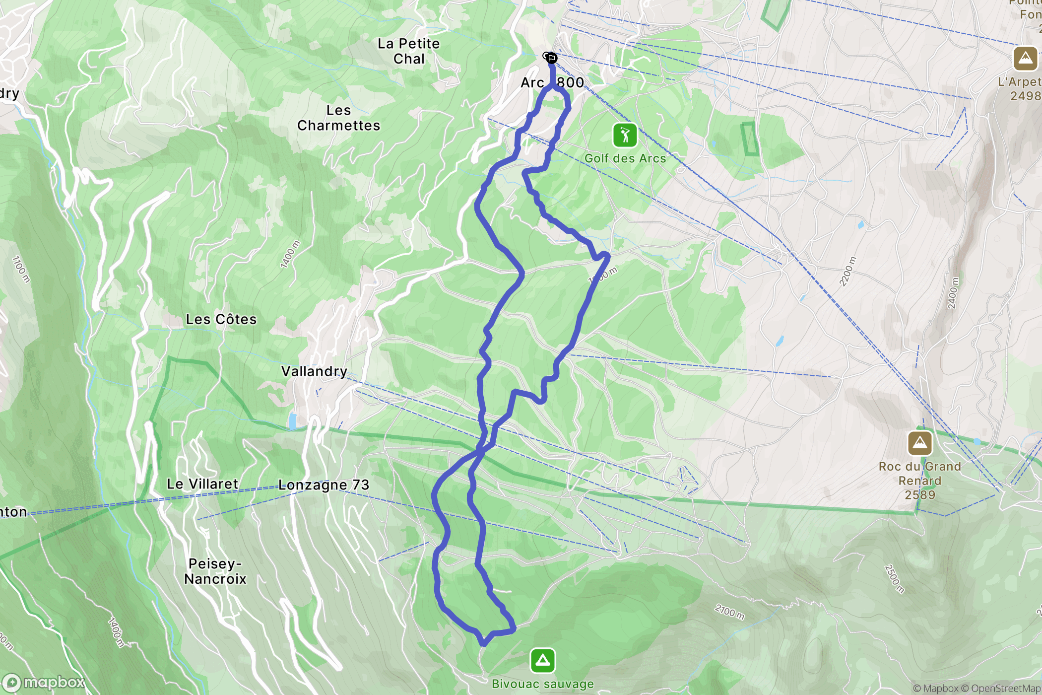 Bourg-Saint-Maurice : carte du parcours de randonnée - France