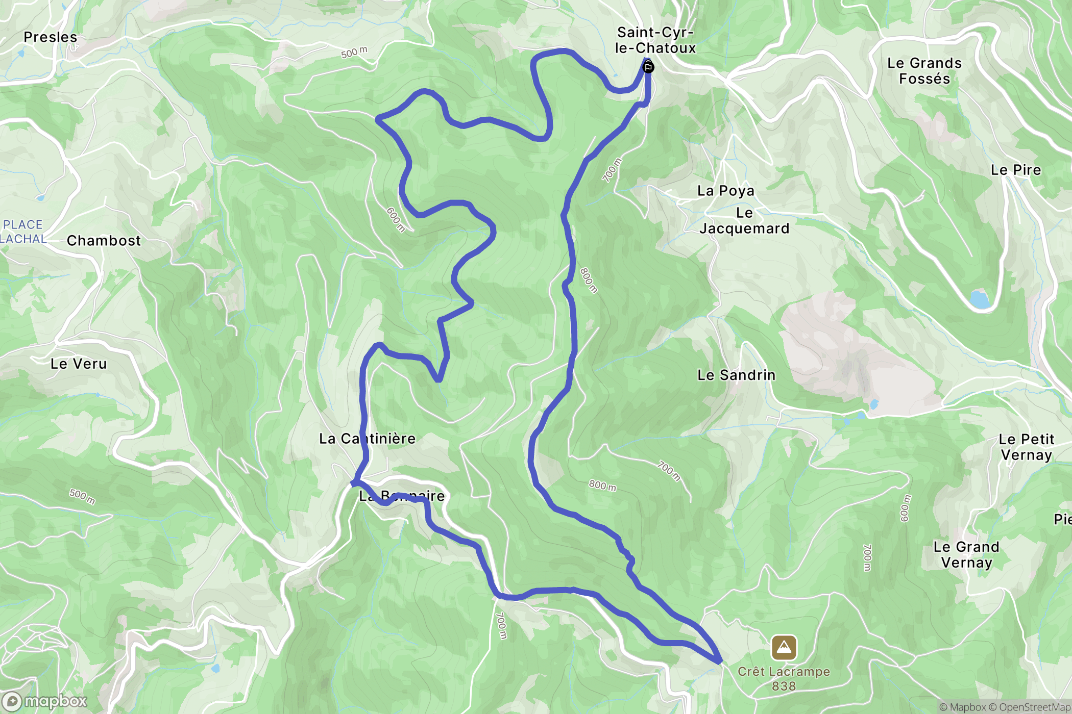 Saint-Cyr-le-Chatoux : carte du parcours de randonnée - France