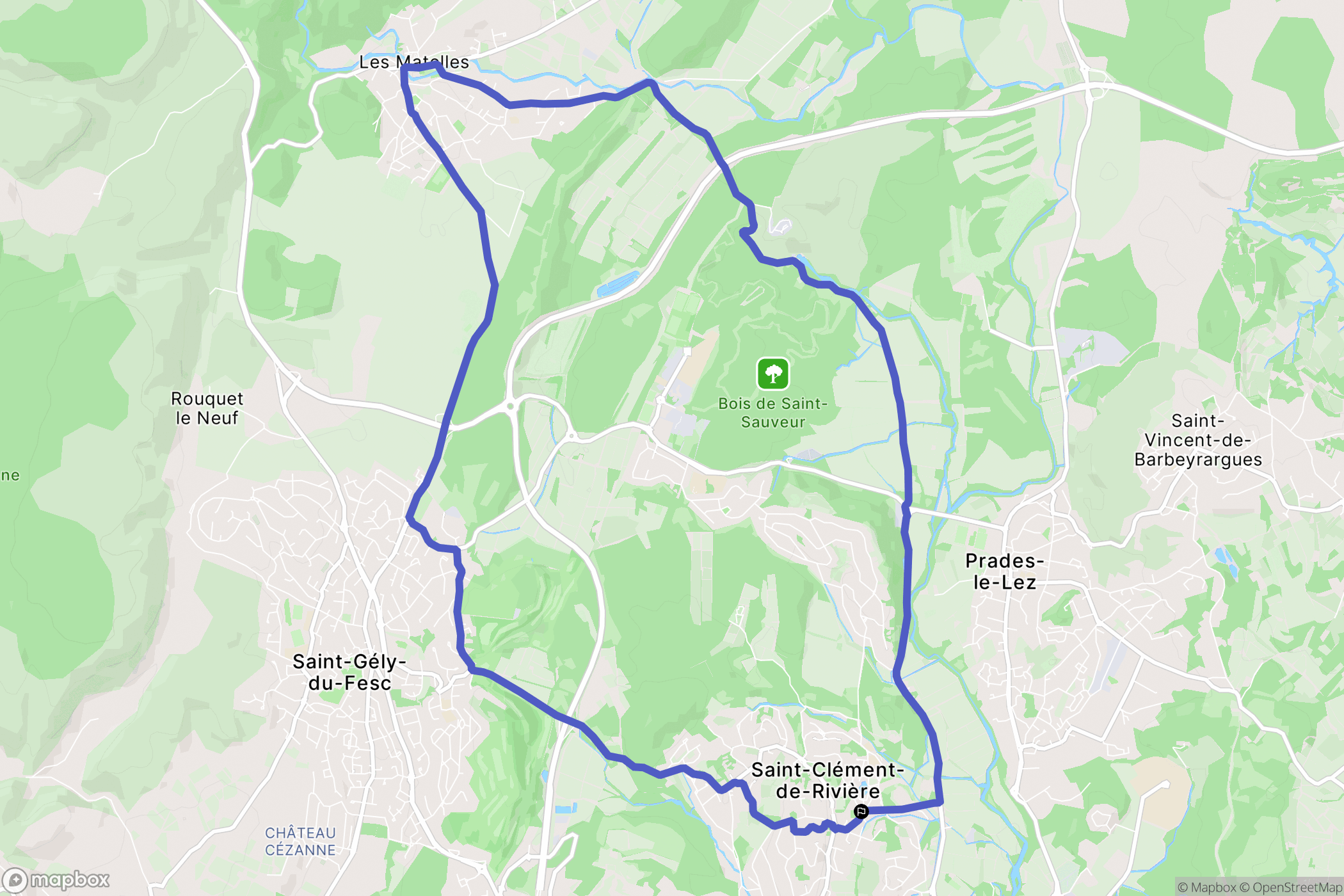 Saint-Clément-de-Rivière : carte du parcours de randonnée - France