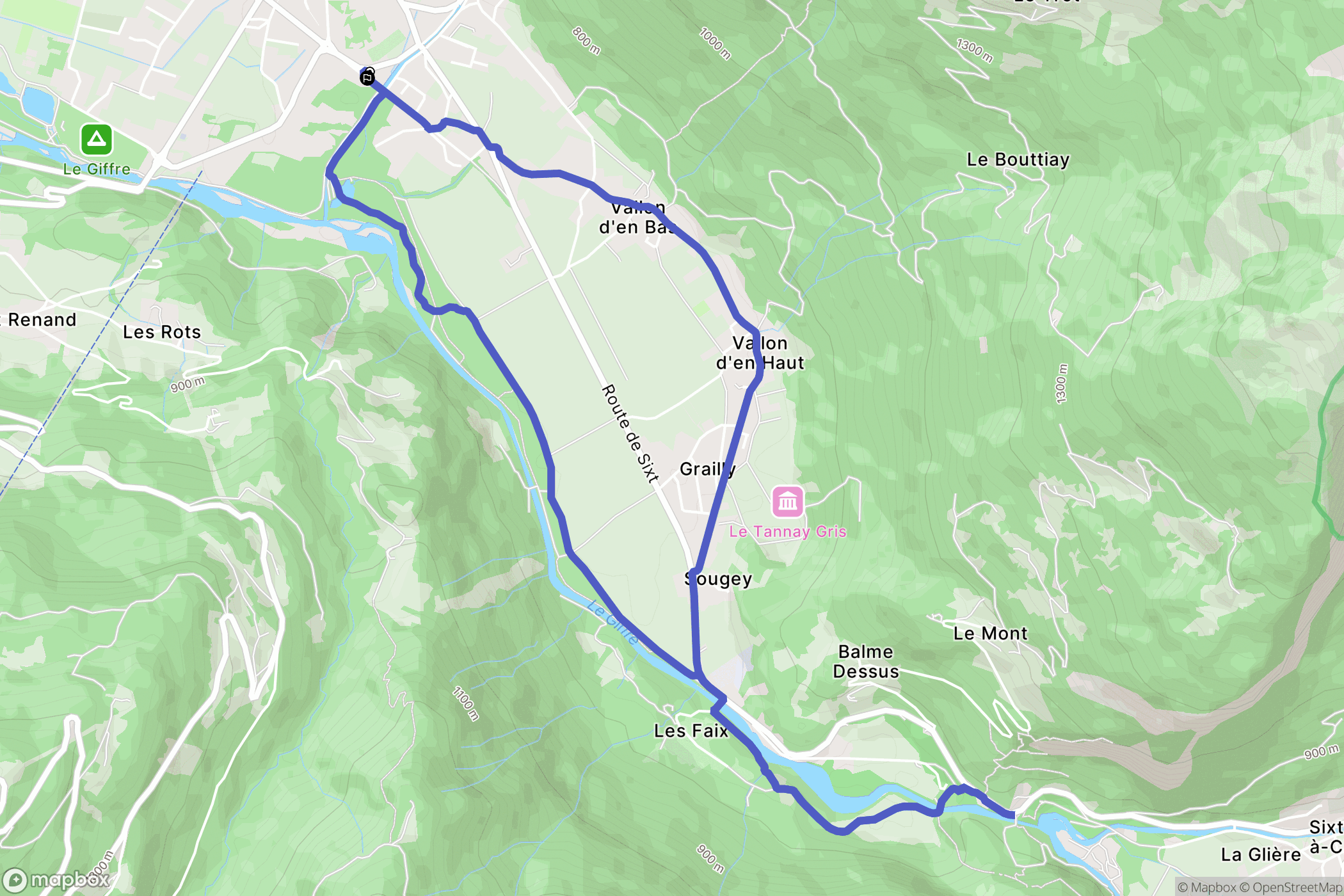Samoëns : carte du parcours de randonnée - France