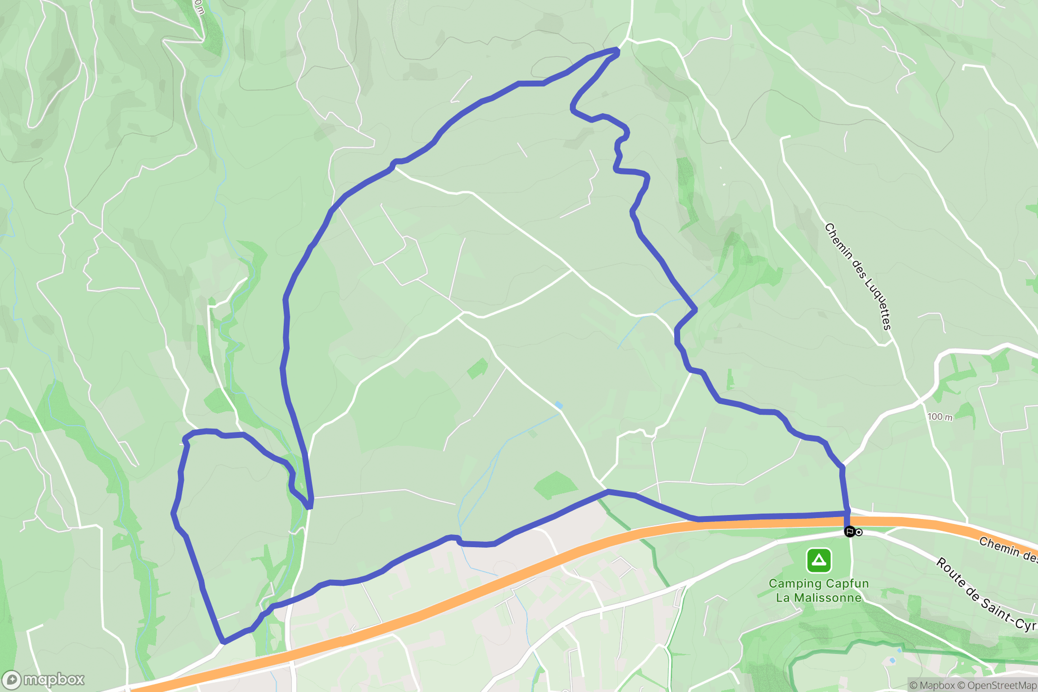 La Cadière-d'Azur : carte du parcours de randonnée - France