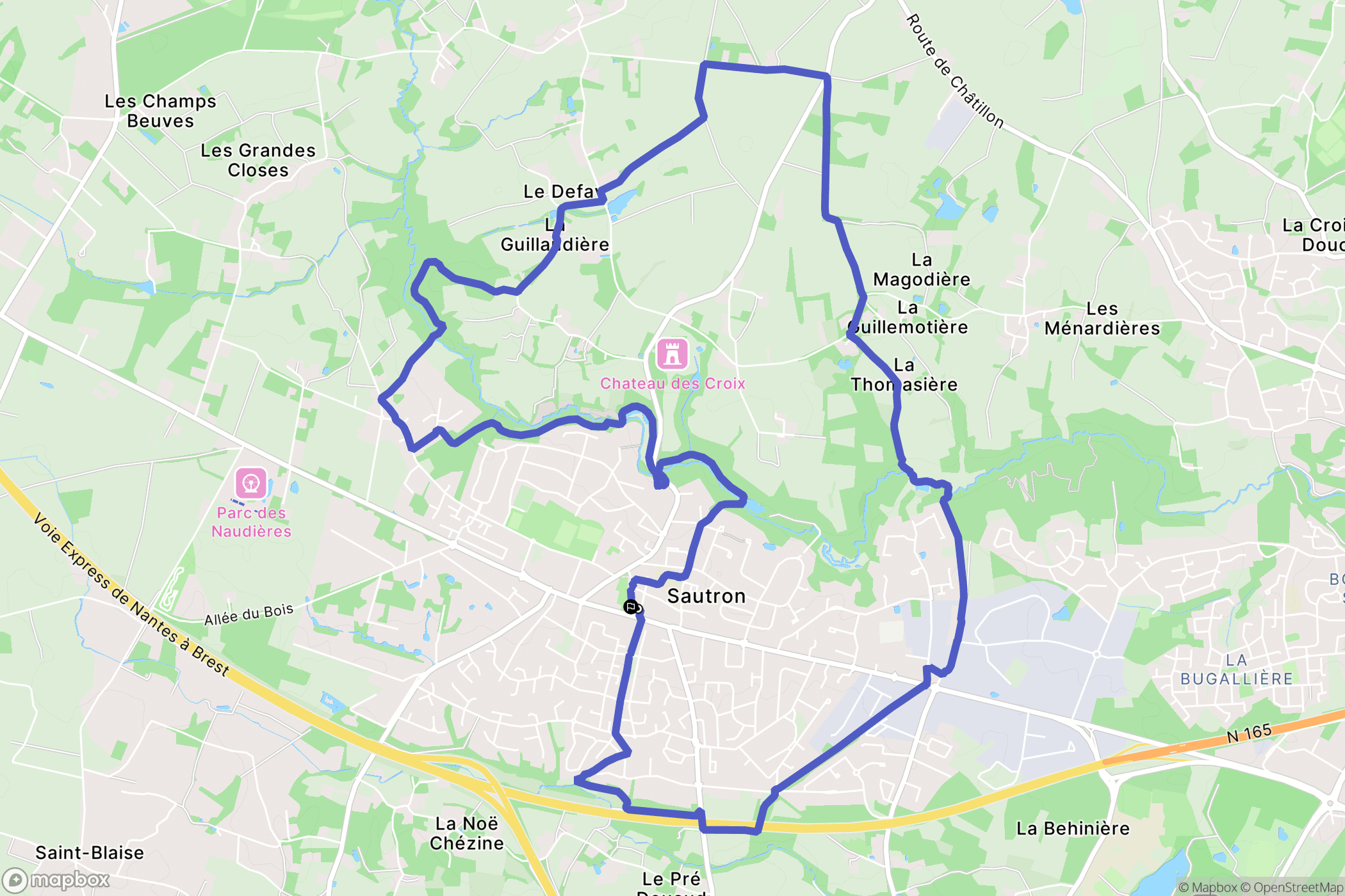 Sautron : carte du parcours de randonnée - France