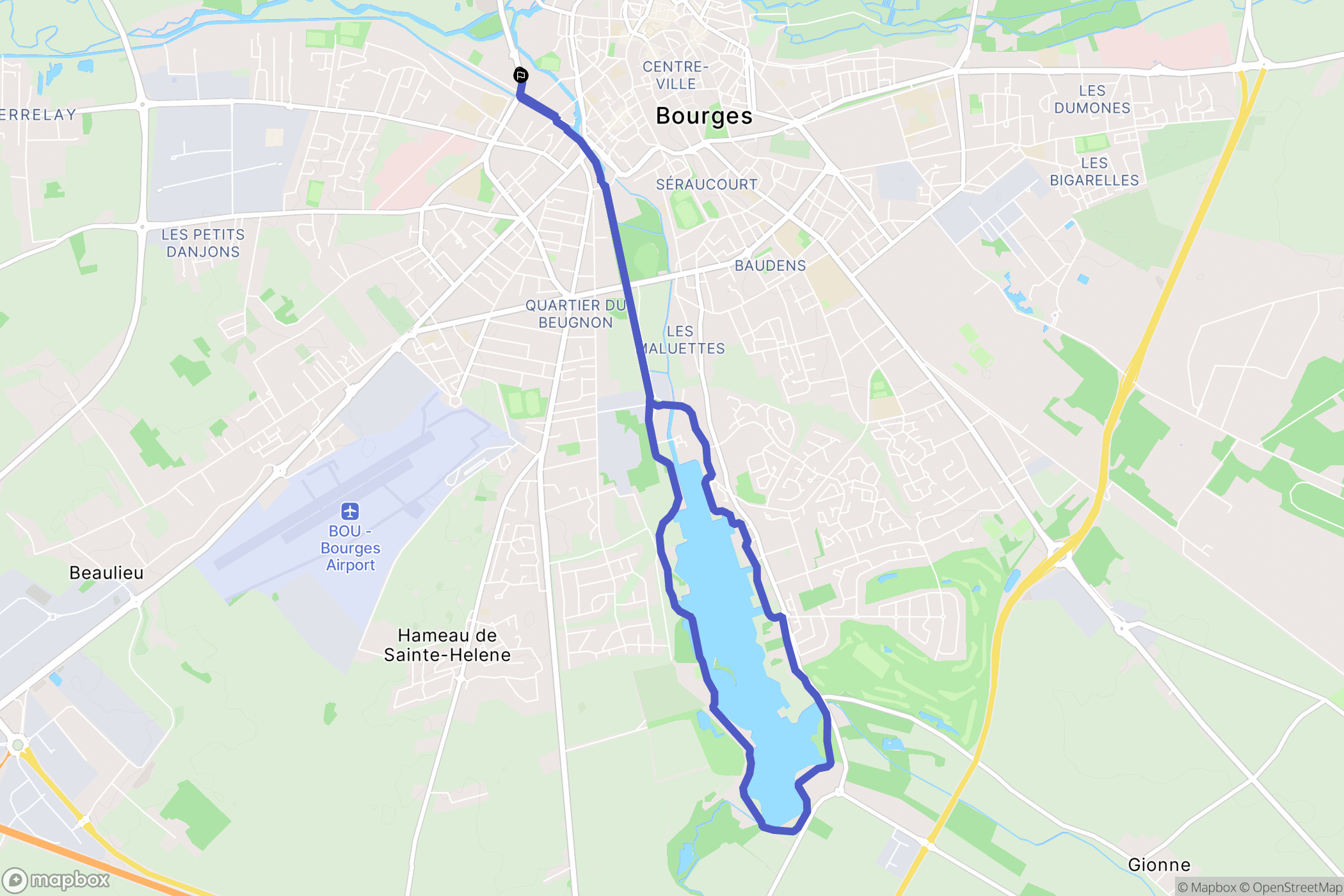 Bourges : carte du parcours de randonnée - France