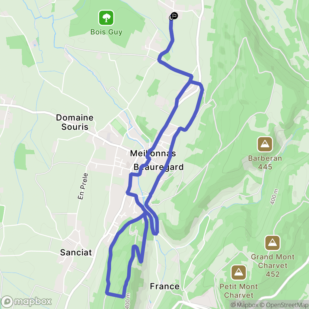 Meillonnas : carte du parcours de randonnée - France