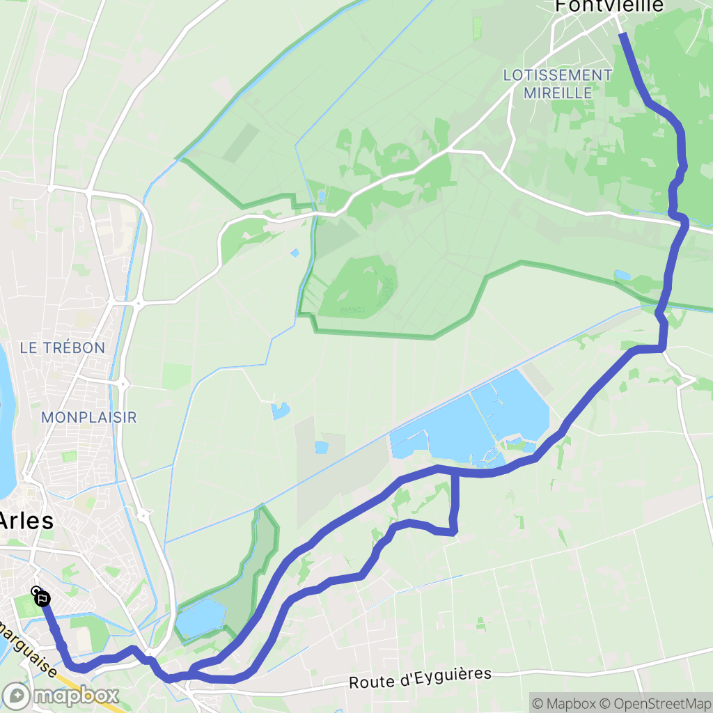 Arles : carte du parcours de randonnée - France