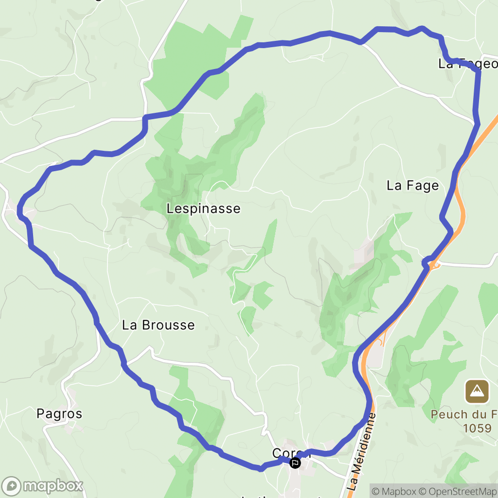 Coren : carte du parcours de randonnée - France