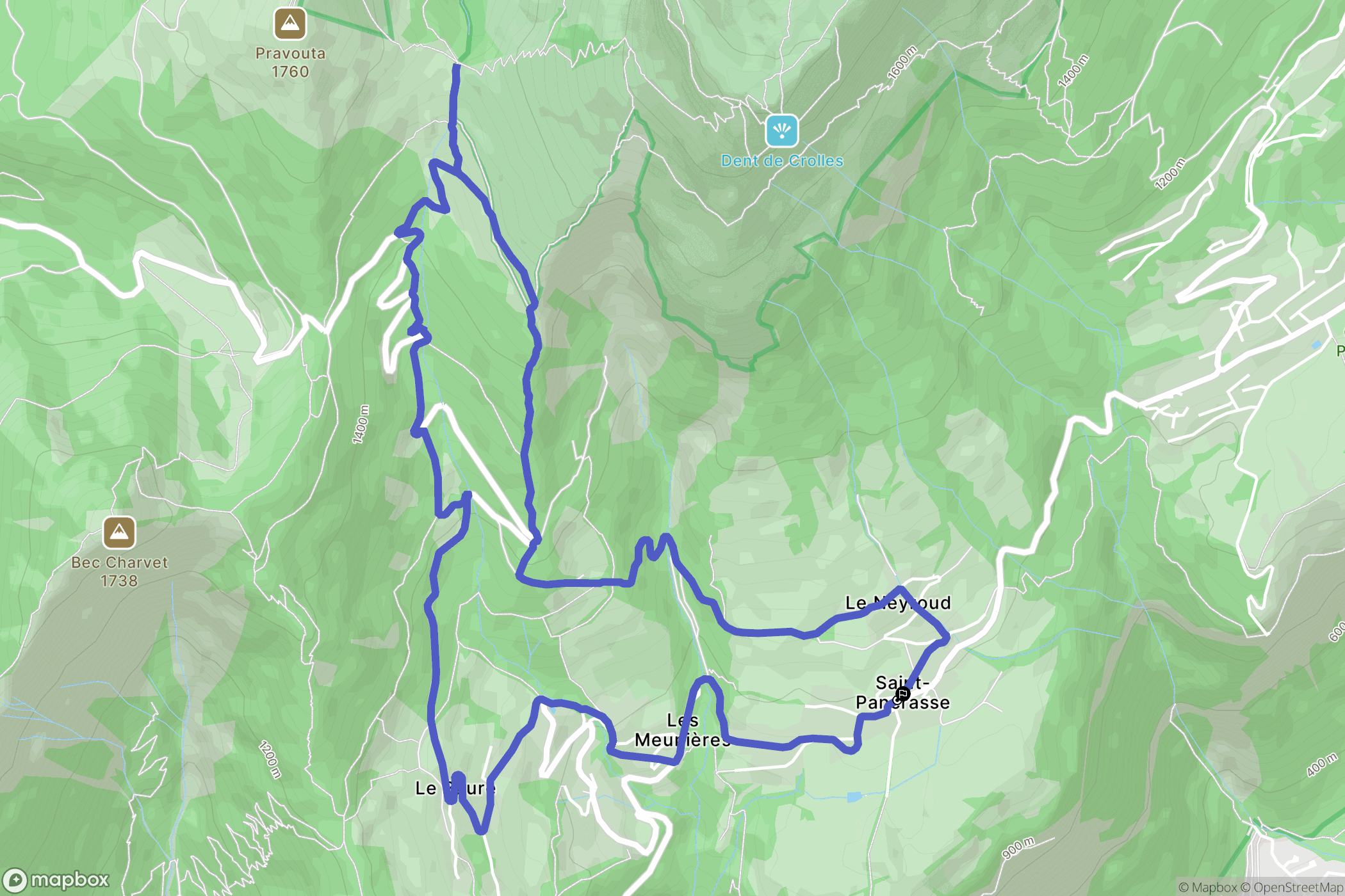 Plateau-des-Petites-Roches : carte du parcours de randonnée - France