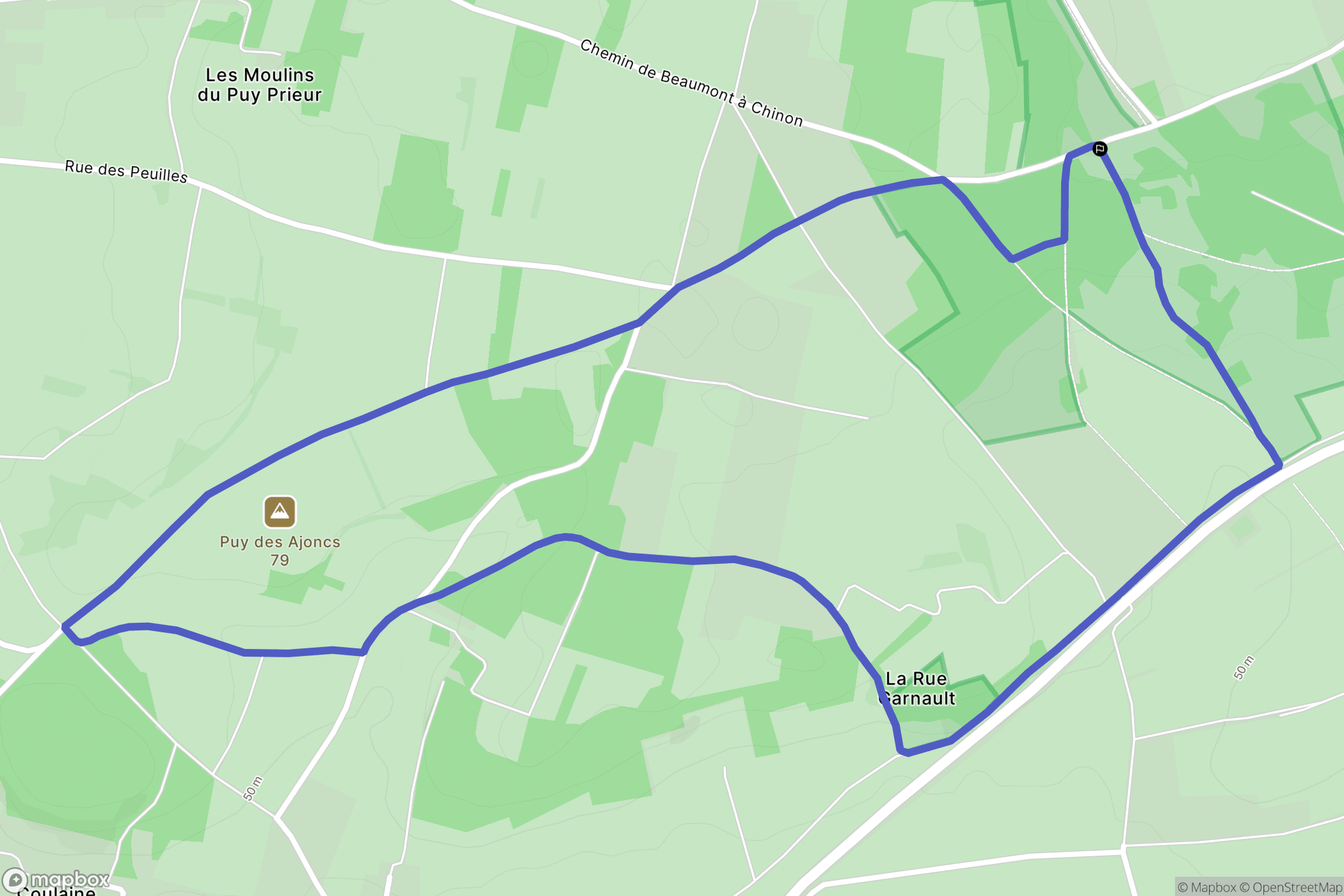 Beaumont-en-Véron : carte du parcours de randonnée - France