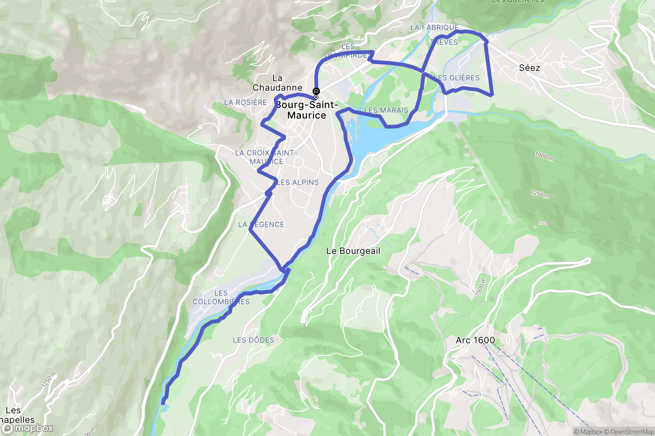 Bourg-Saint-Maurice : carte du parcours de randonnée - France