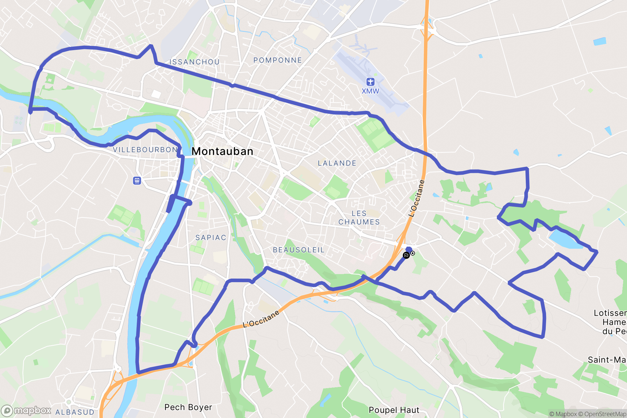 Montauban : carte du parcours de randonnée - France