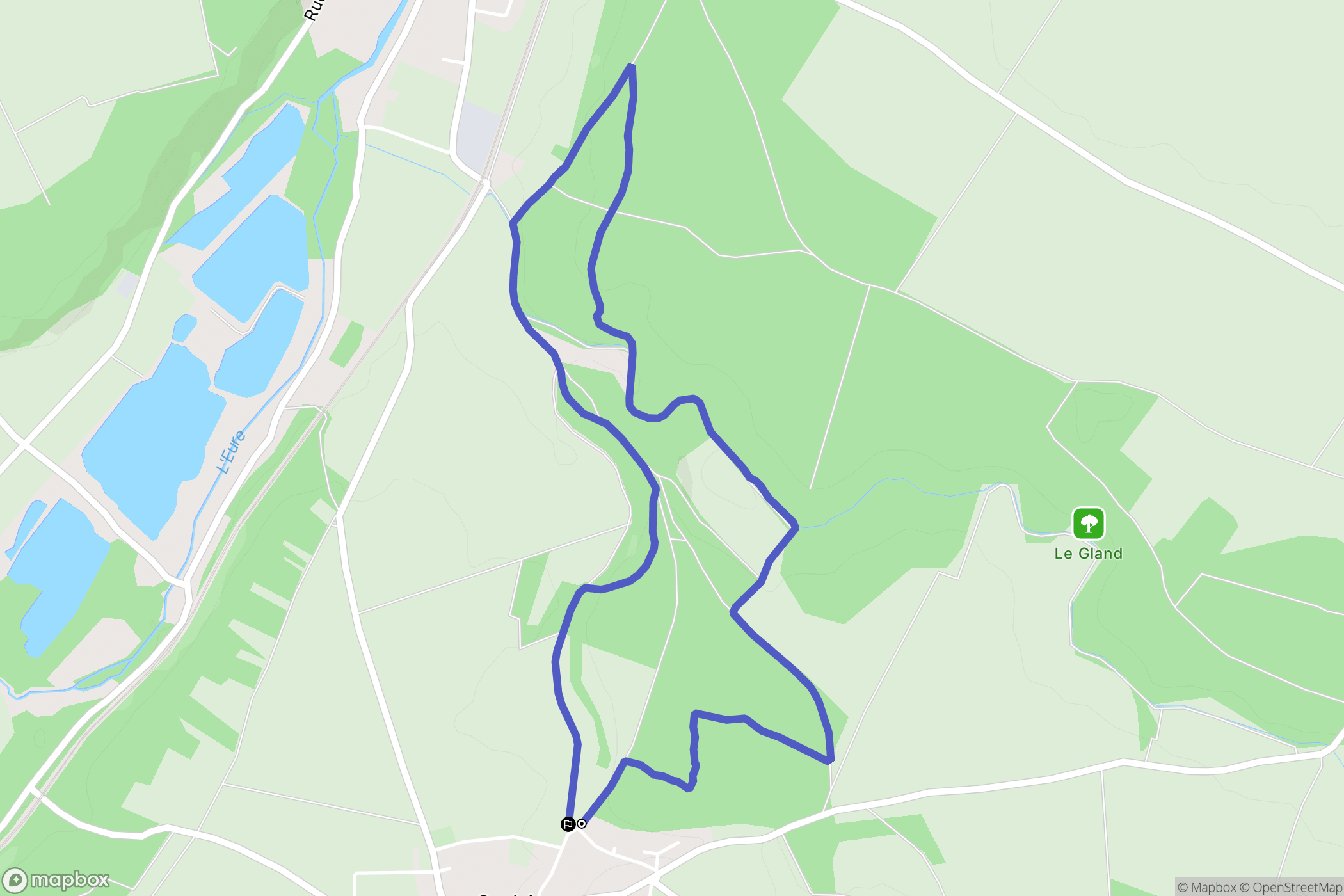 Soulaires : carte du parcours de randonnée - France