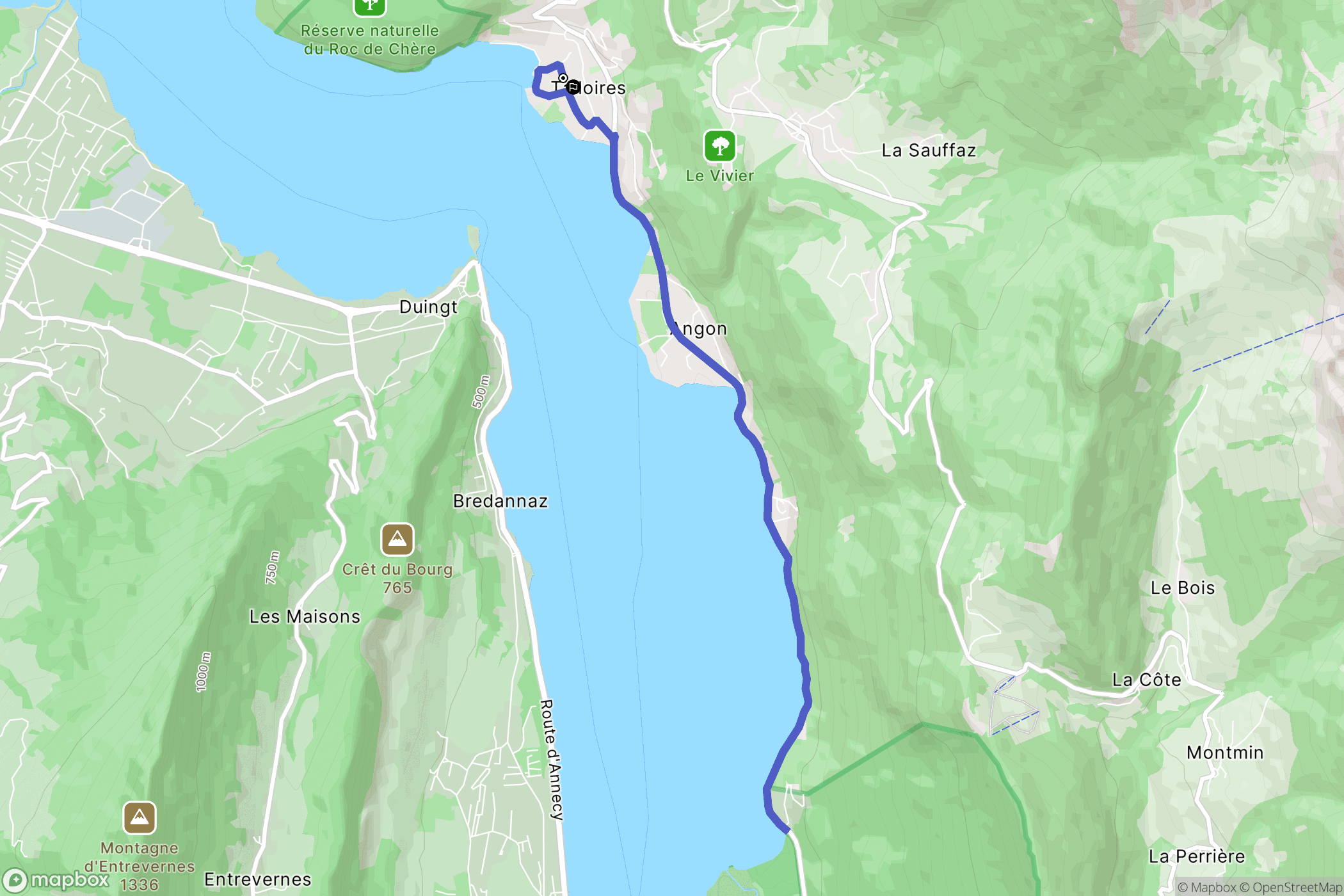 Talloires-Montmin : carte du parcours de randonnée - France