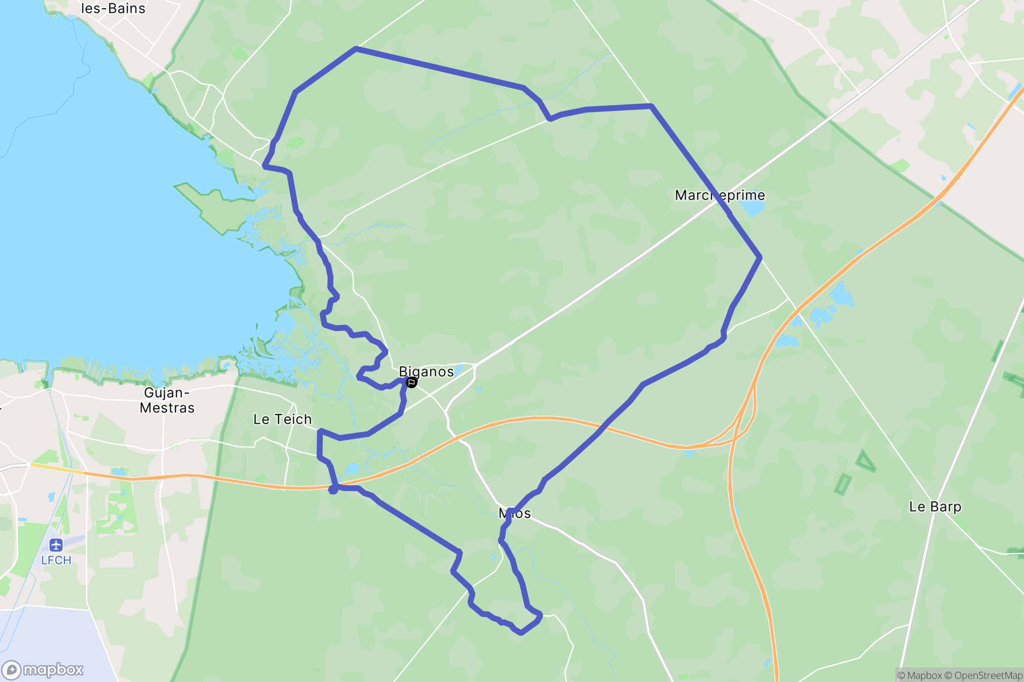 Biganos : carte du parcours de randonnée - France