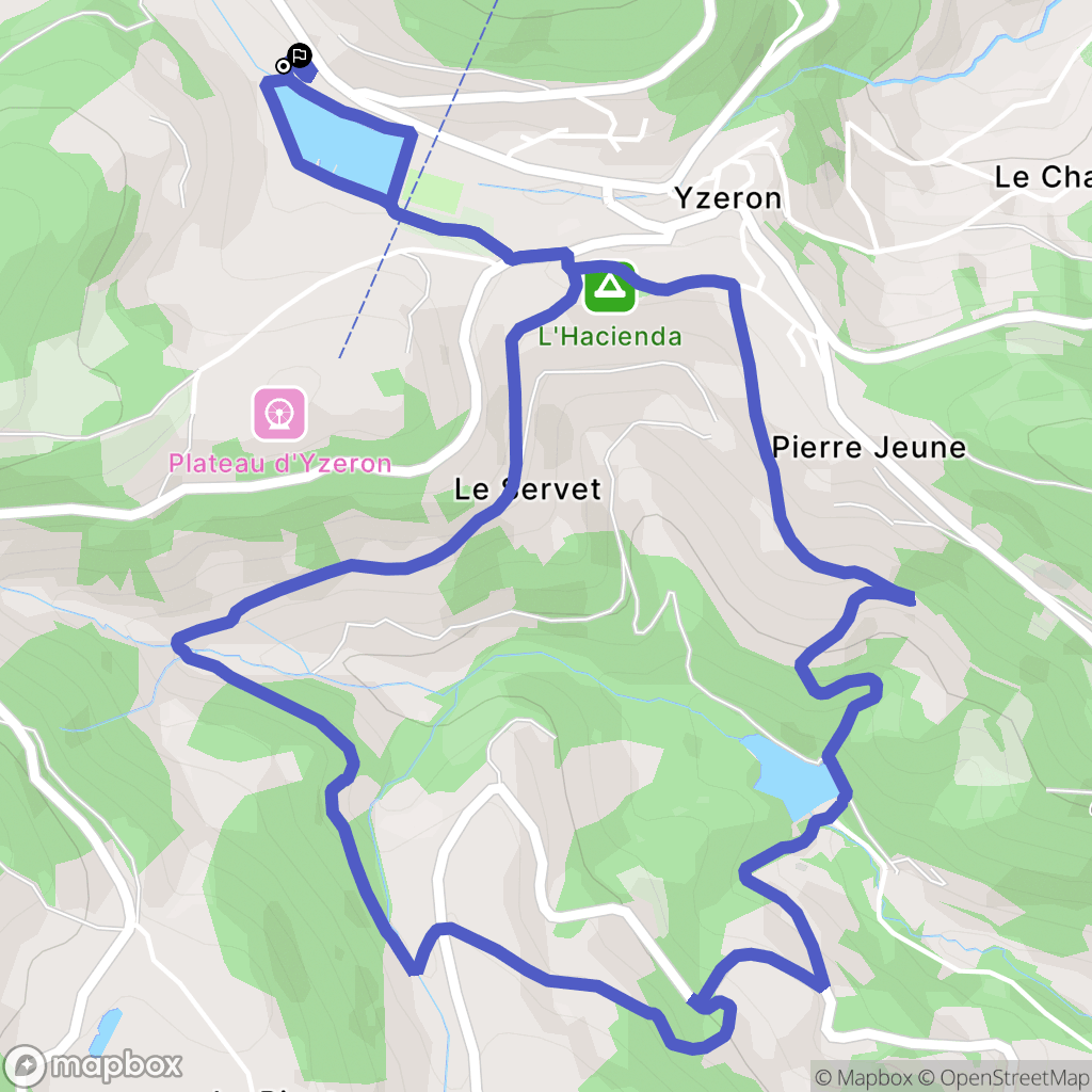Yzeron : carte du parcours de randonnée - France